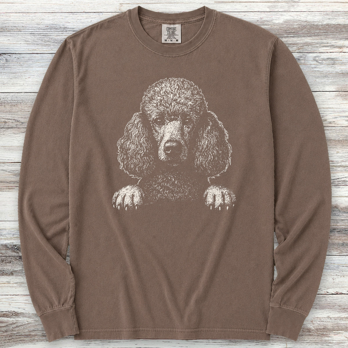 Hello Poodle Long Sleeve Tee - Espresso