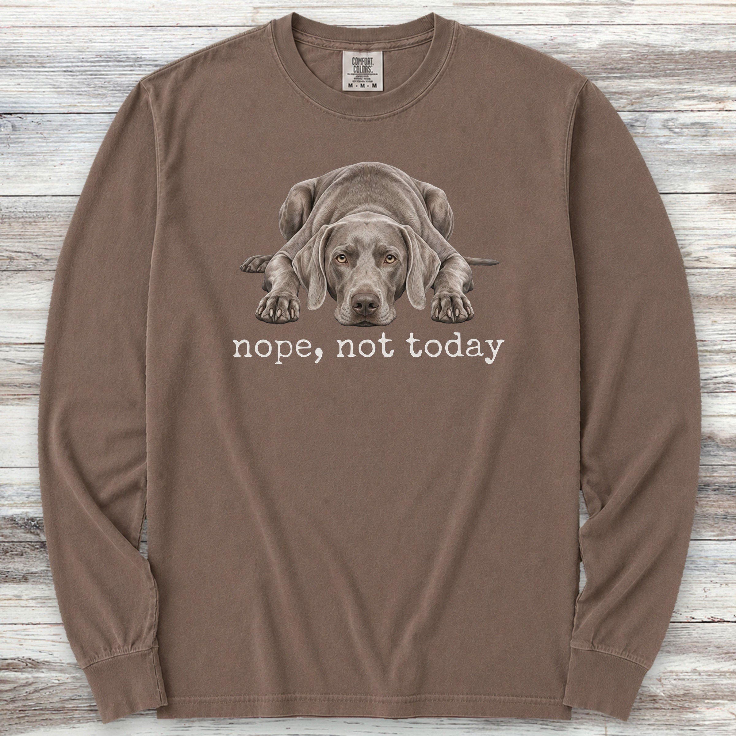 Weimaraner Nope Long Sleeve Tee - Espresso
