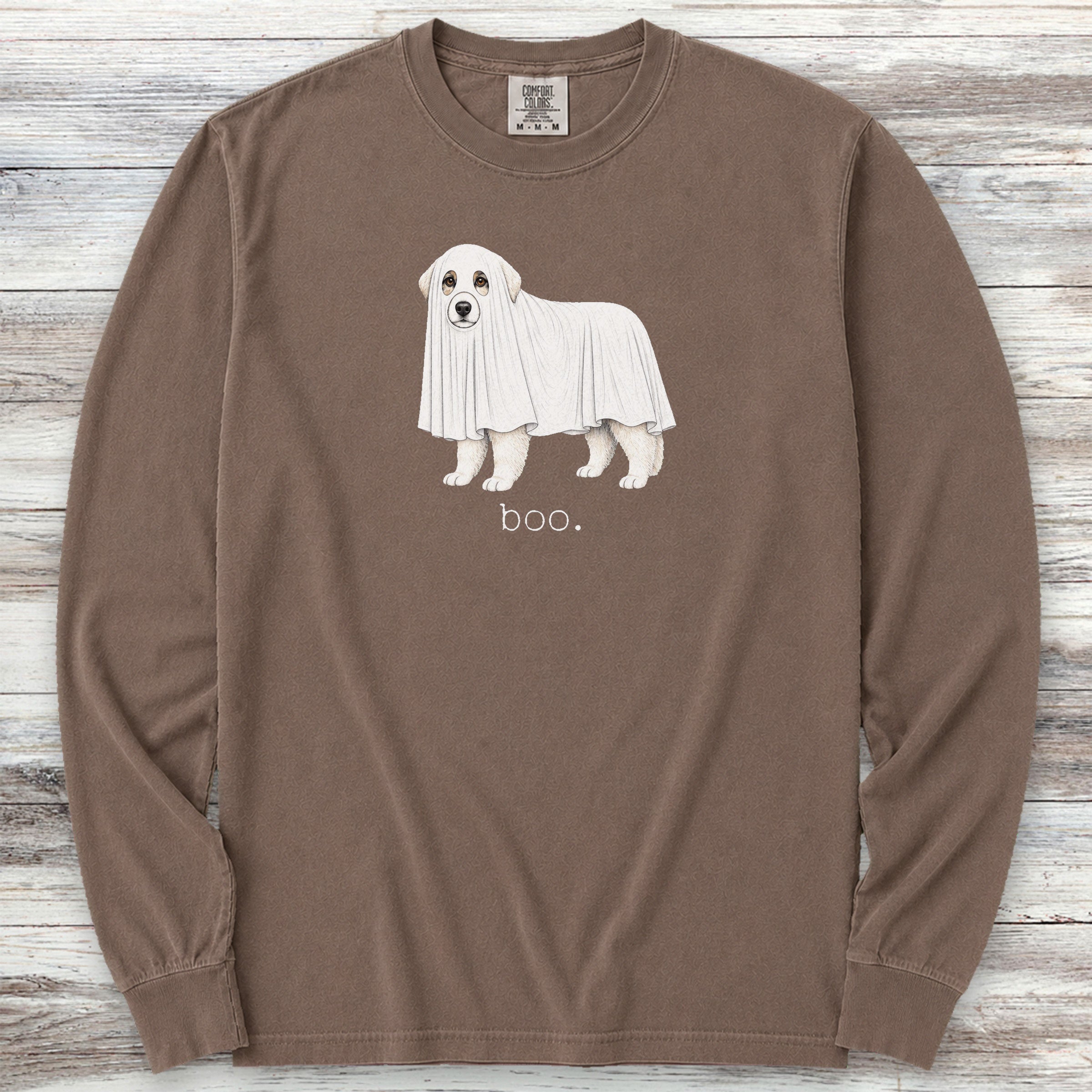 Great Pyrenees Boo Long Sleeve Tee - Espresso