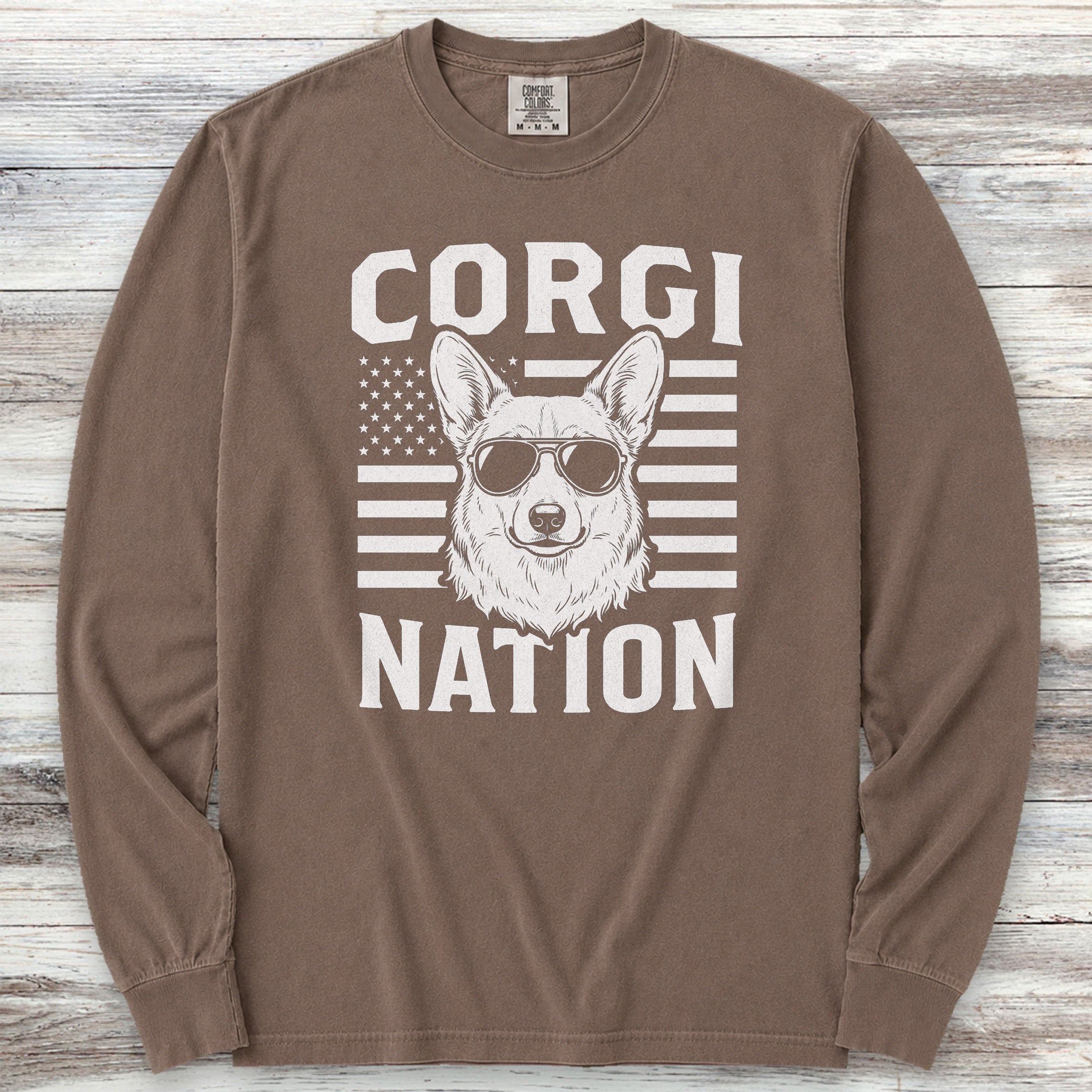Corgi Nation Long Sleeve Tee - Espresso