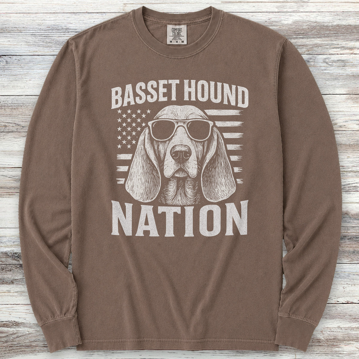 Basset Hound Nation Long Sleeve Tee - Espresso
