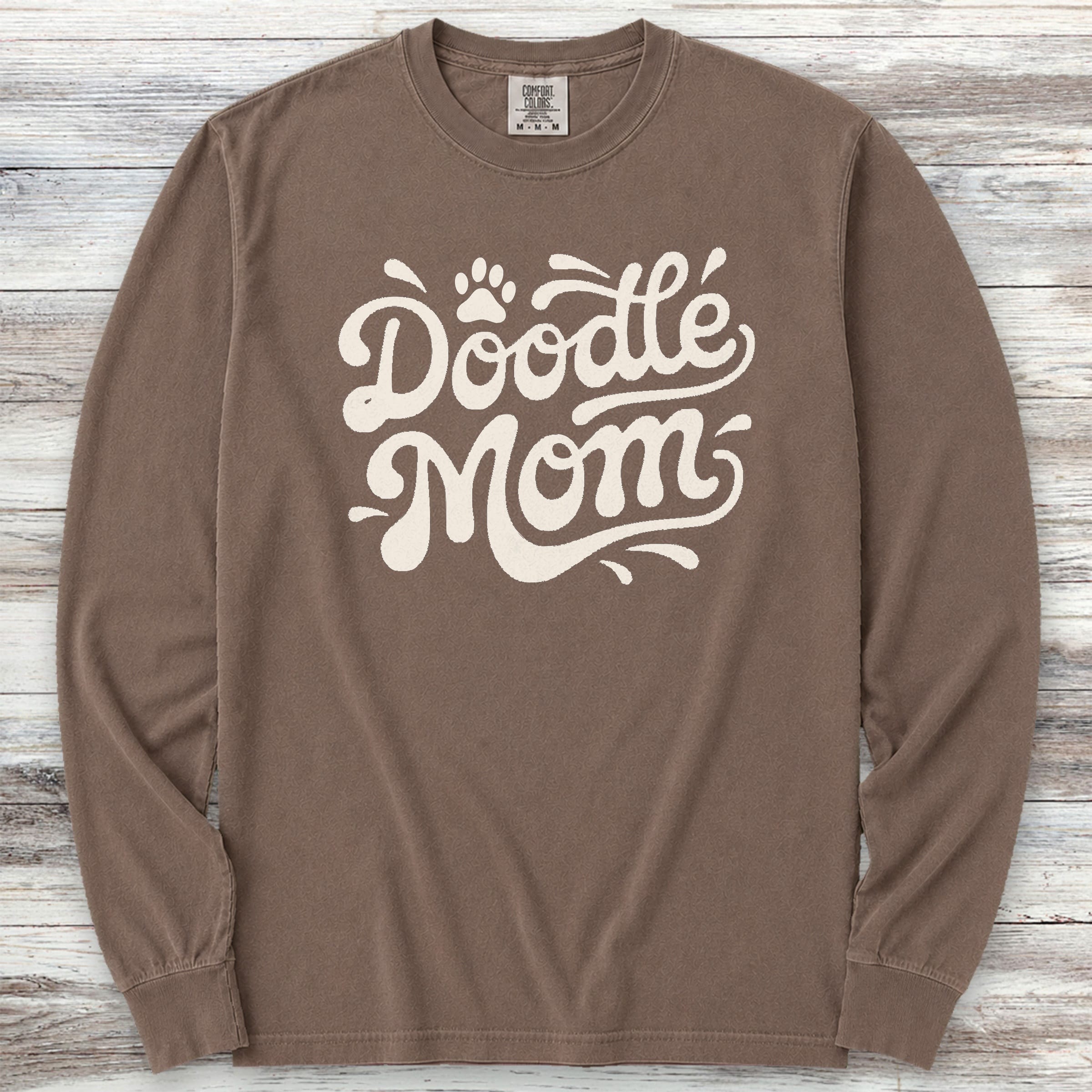 Doodle Groovy Mom Long Sleeve Tee - Espresso