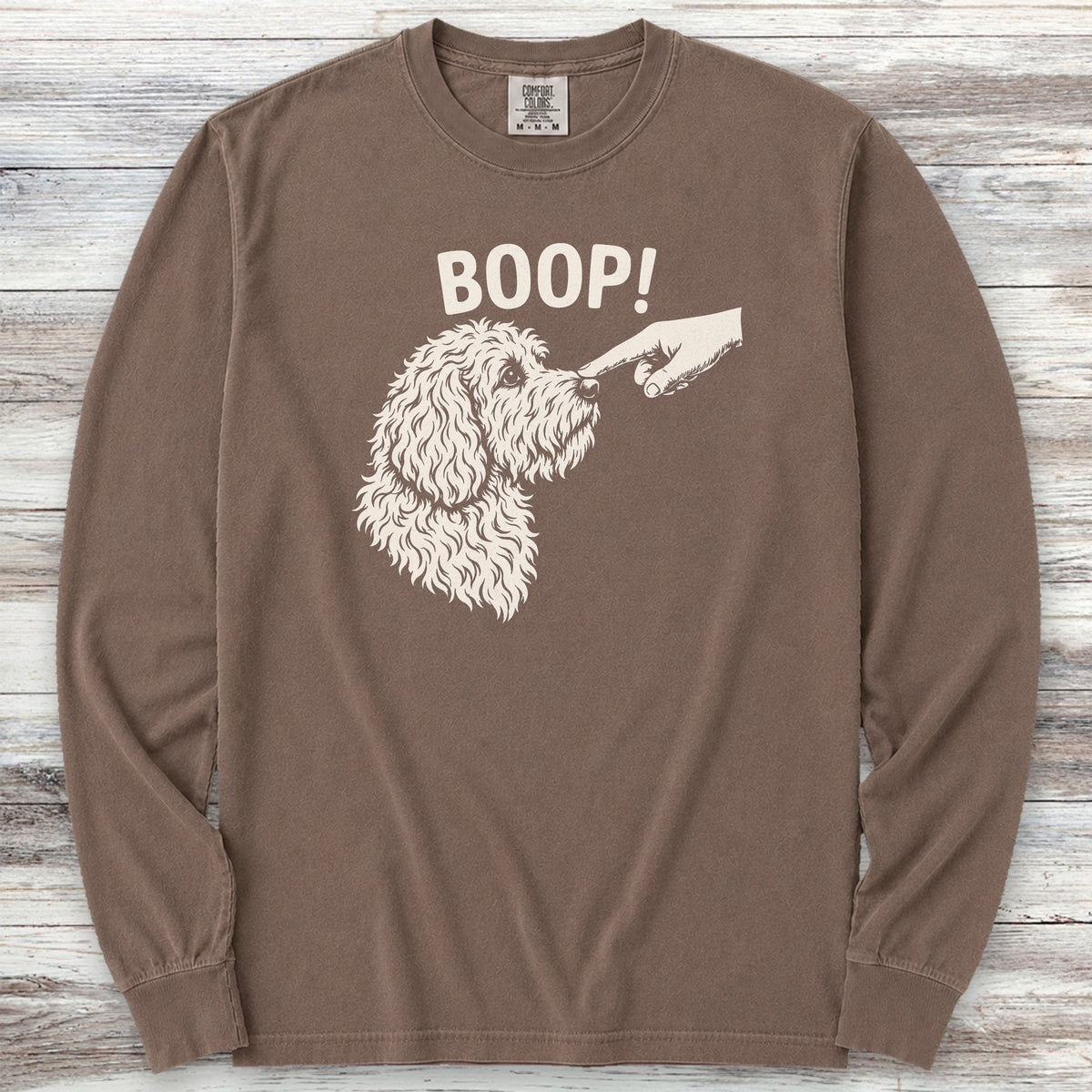 Goldendoodle BOOP! Long Sleeve Tee - Espresso