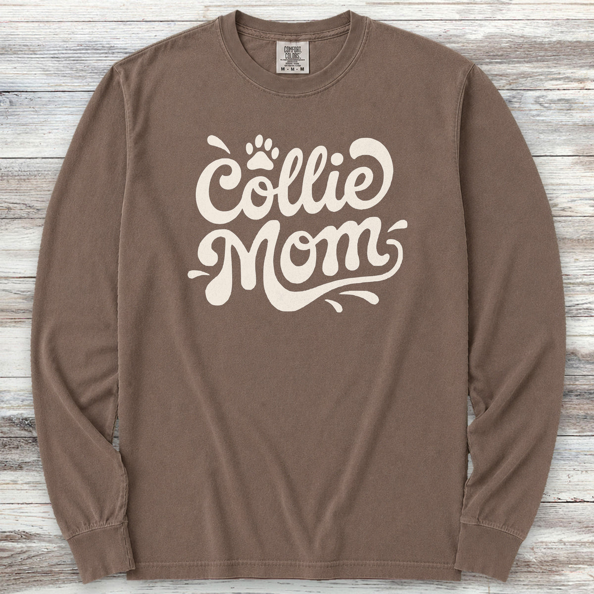 Collie Groovy Mom Long Sleeve Tee - Espresso