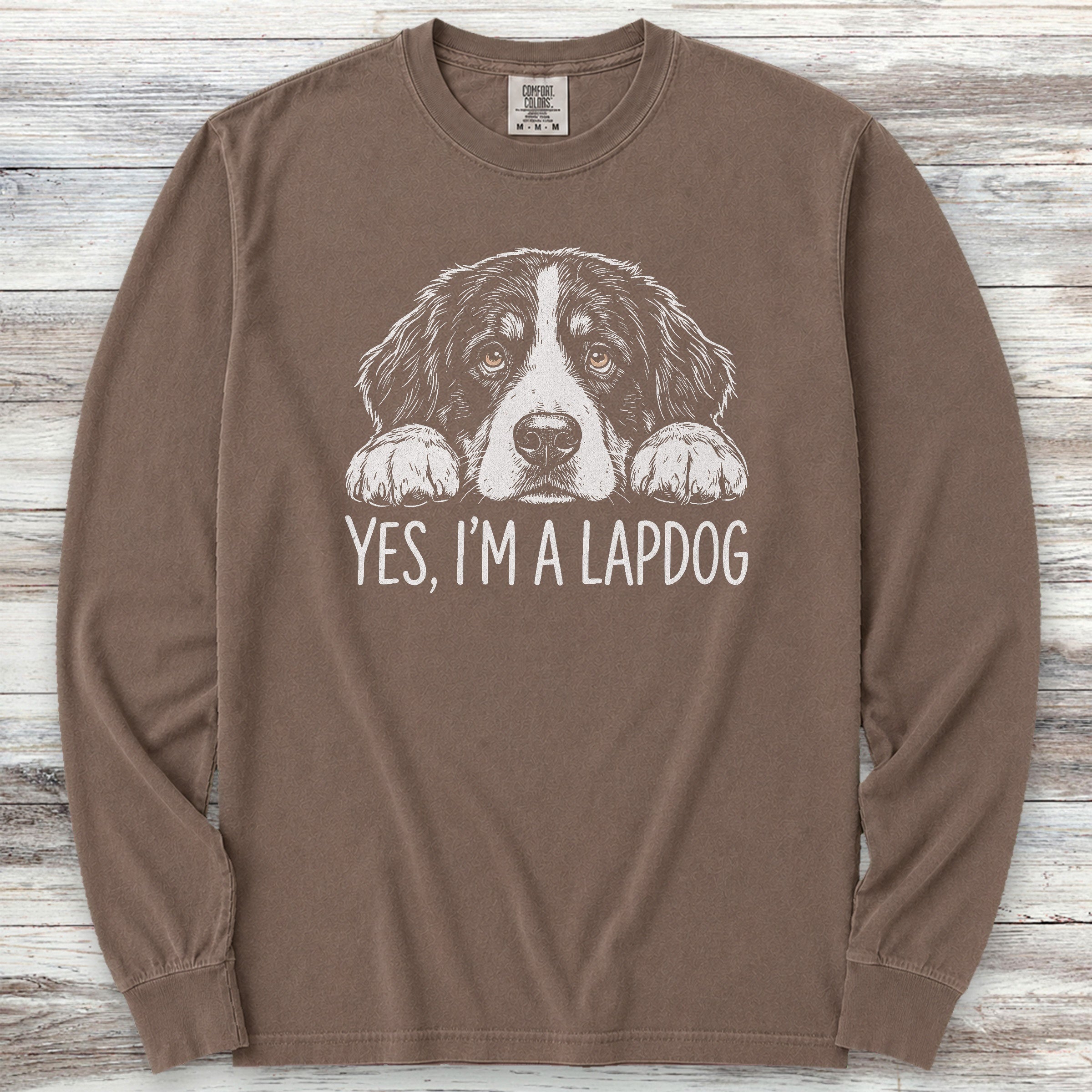 Bernese Mountain Dog Lapdog Long Sleeve Tee - Espresso