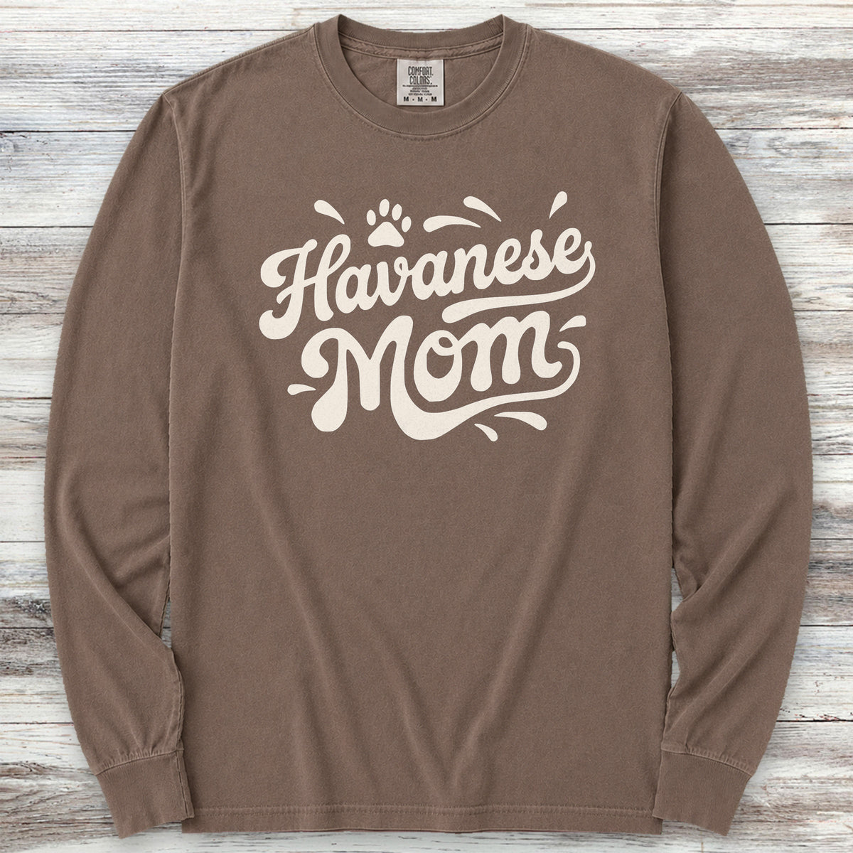 Havanese Groovy Mom Long Sleeve Tee - Espresso