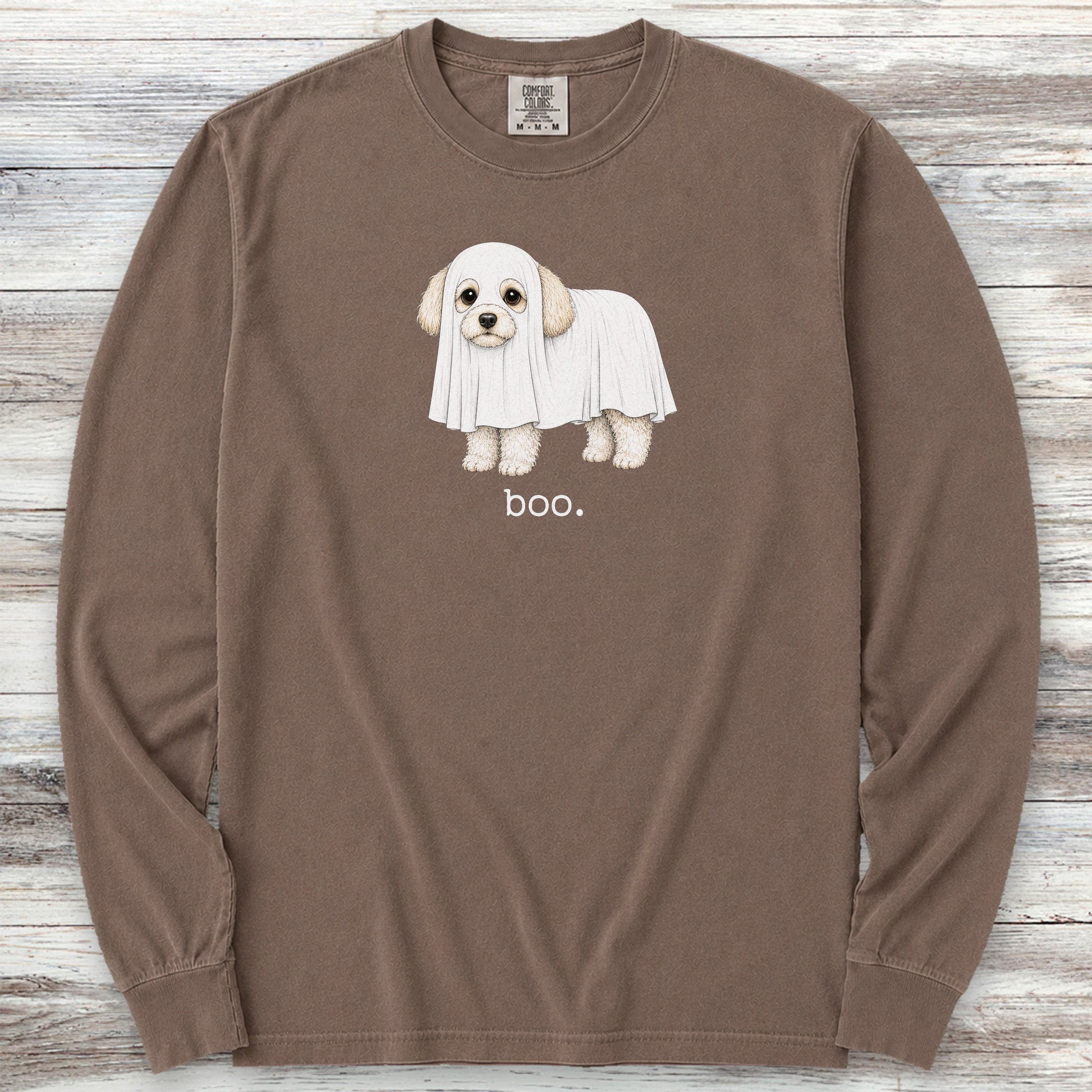 Maltipoo Boo Long Sleeve Tee - Espresso