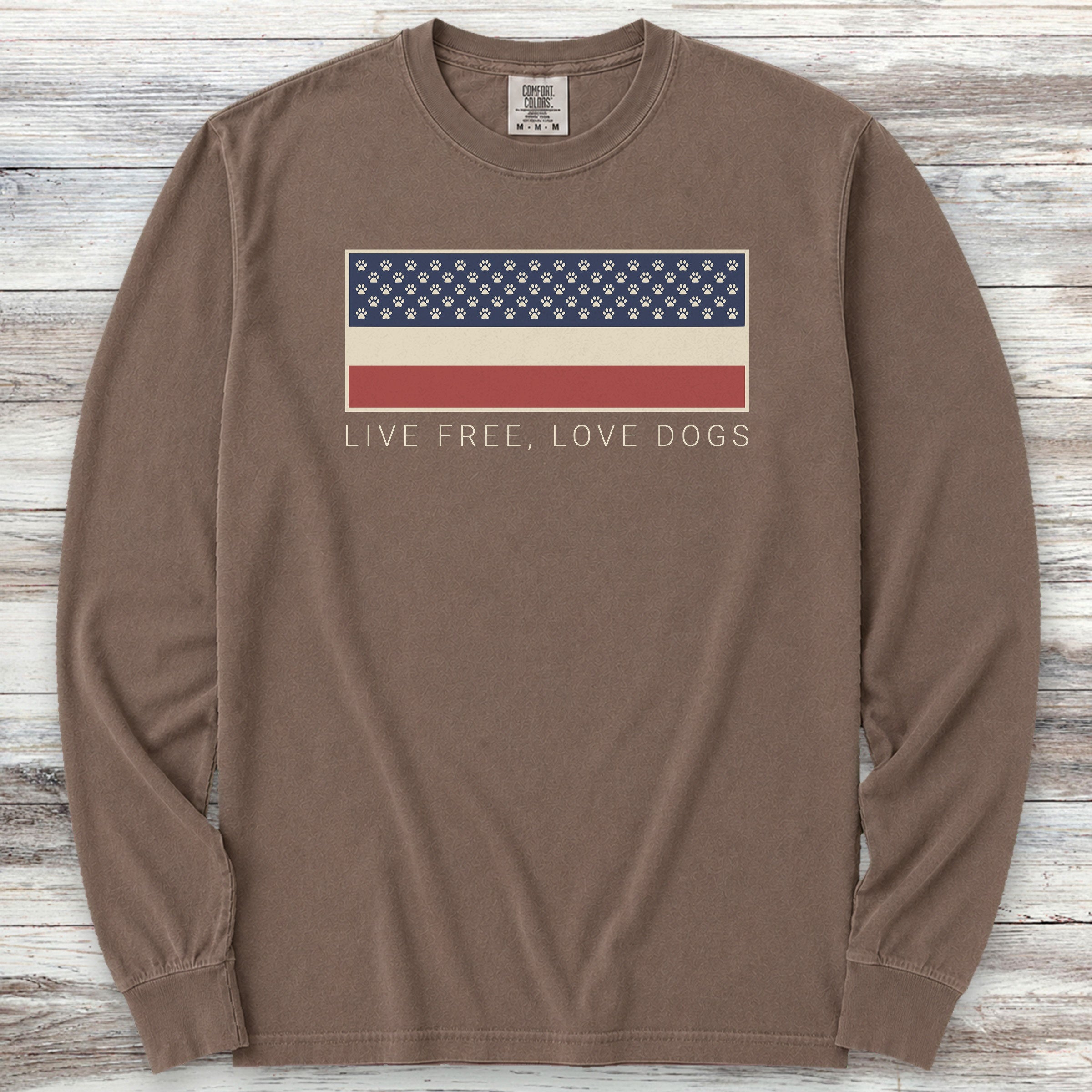 Live Free Love Dogs Long Sleeve Tee - Espresso