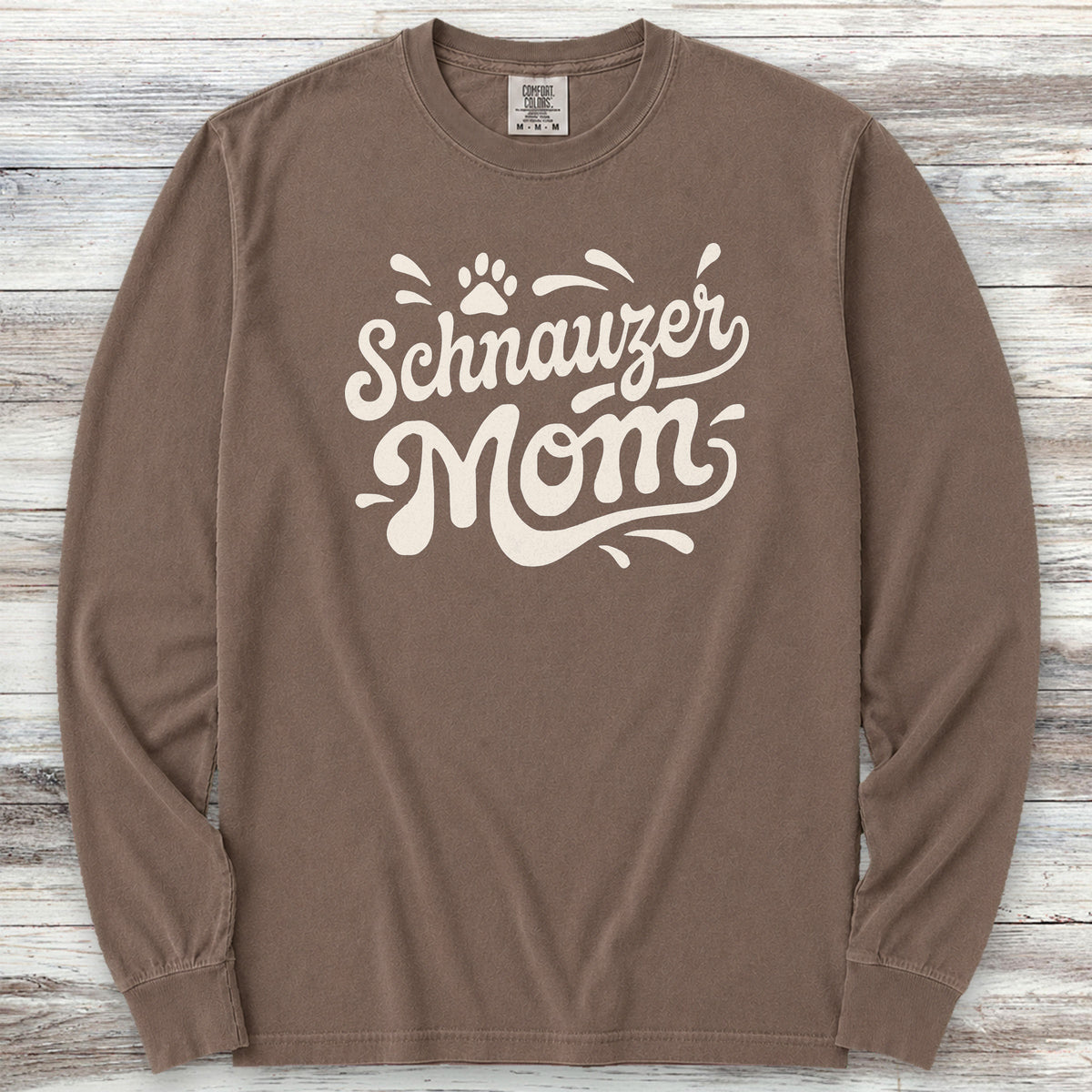 Schnauzer Groovy Mom Long Sleeve Tee - Espresso