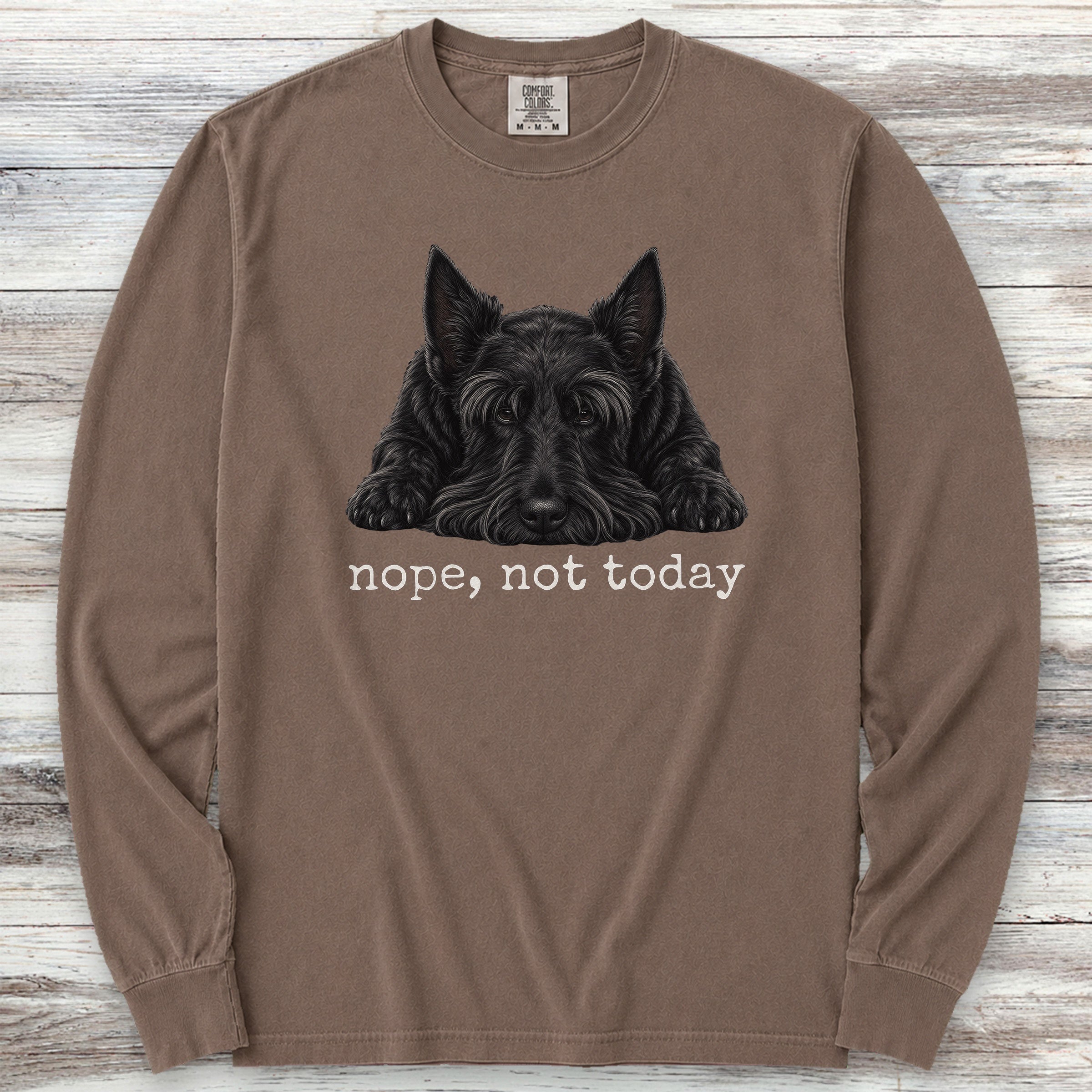 Scottish Terrier Nope Long Sleeve Tee - Espresso