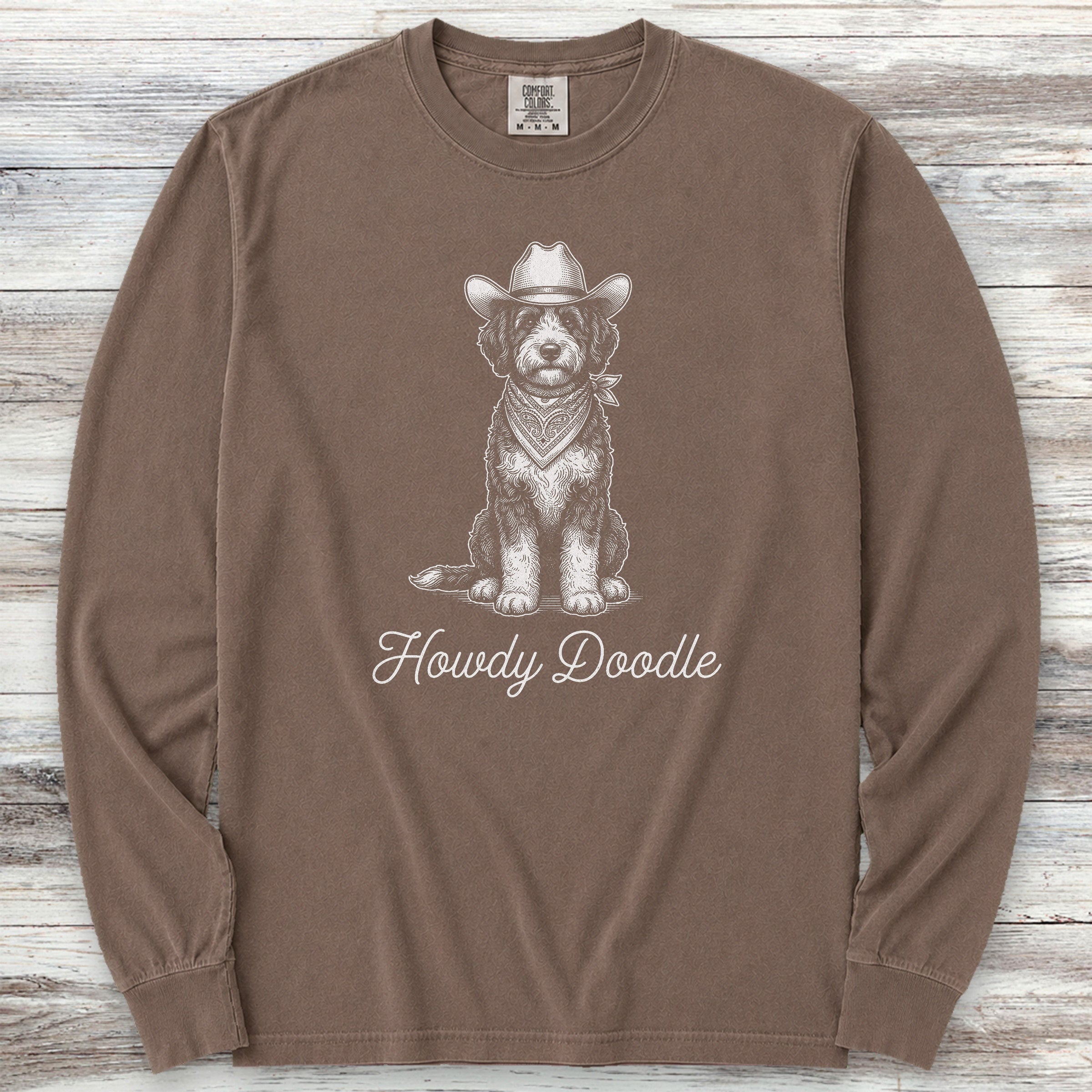 Bernedoodle Howdy Doodle Long Sleeve Tee - Espresso