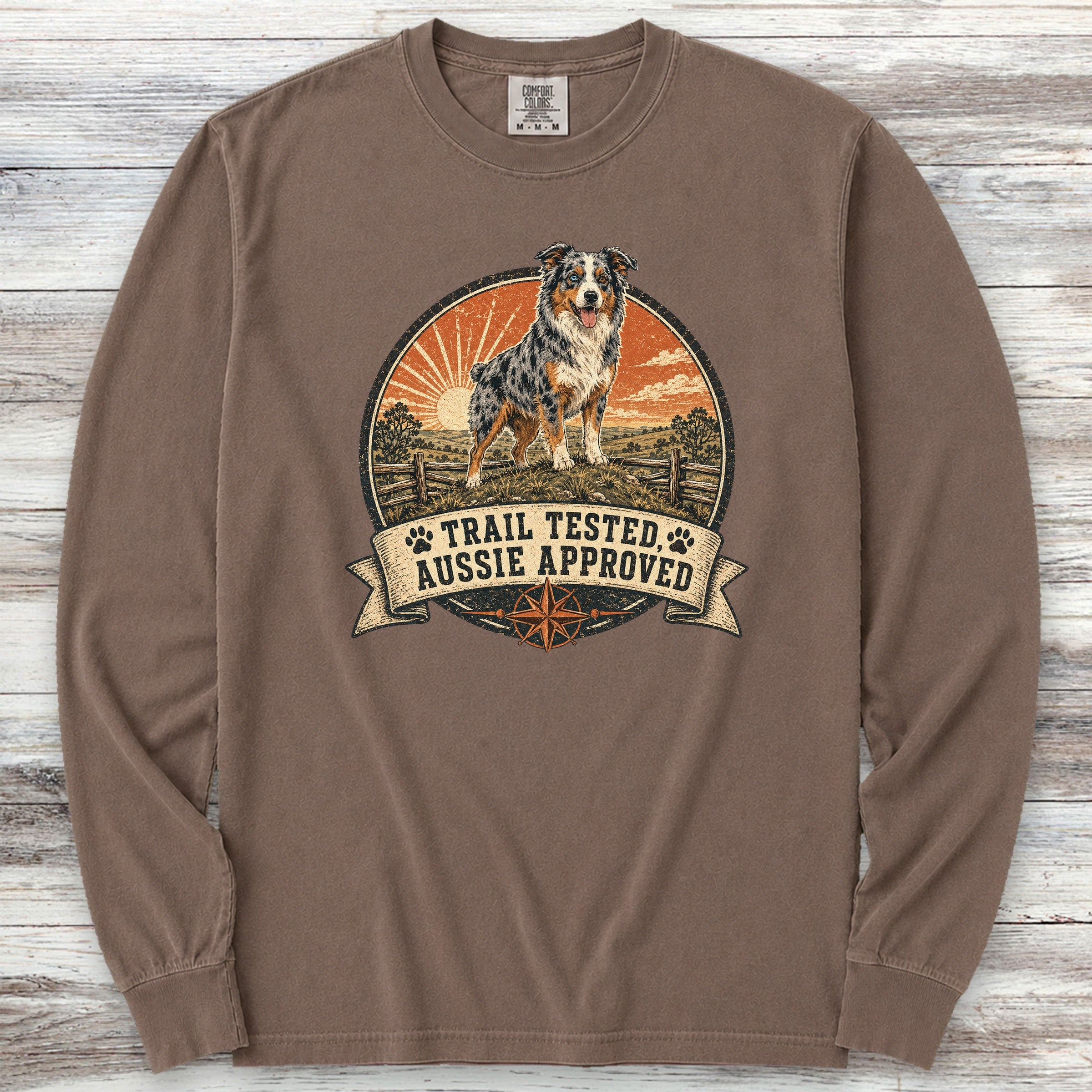 Australian Shepherd Tested Long Sleeve Tee - Espresso