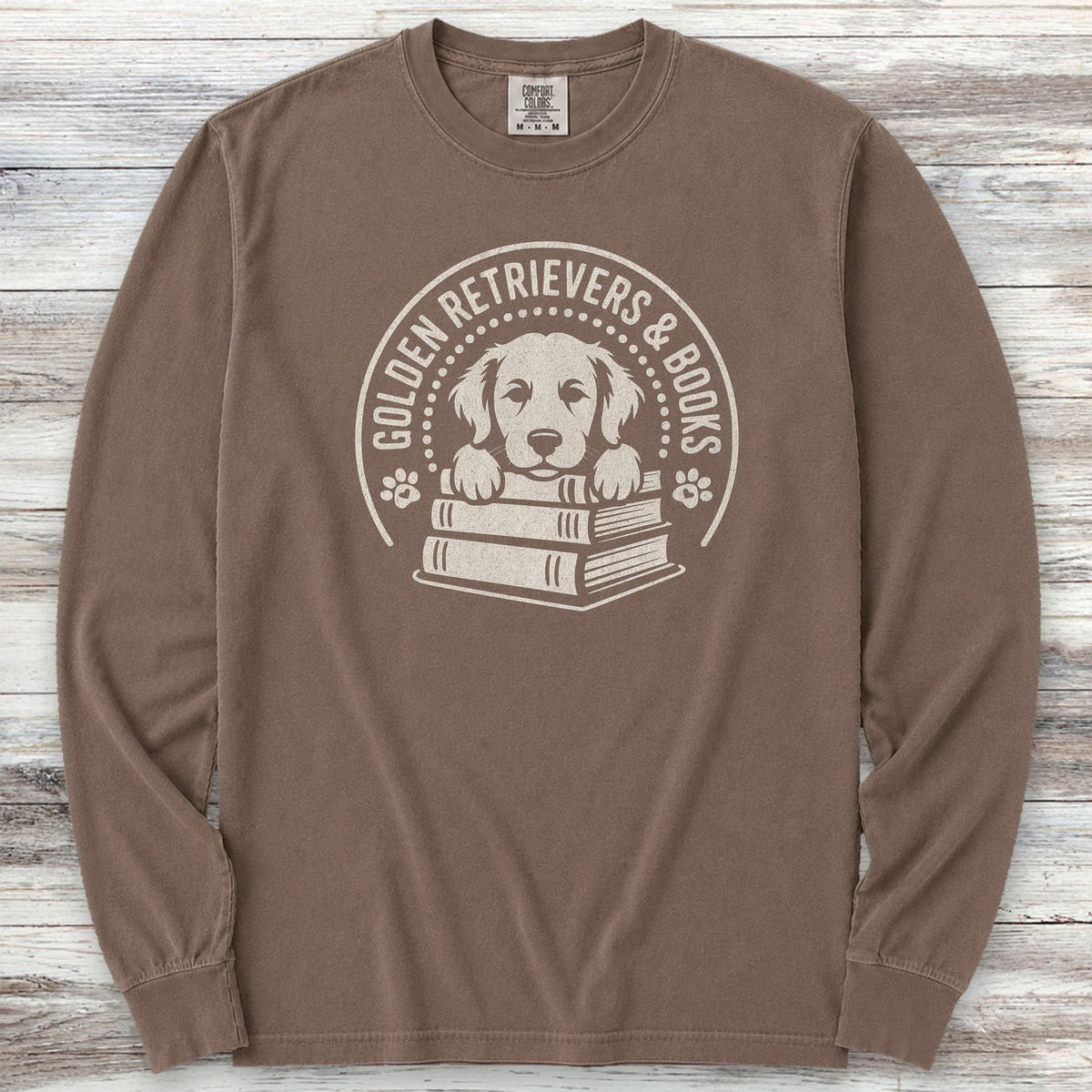 Golden Retriever Books Long Sleeve Tee - Espresso