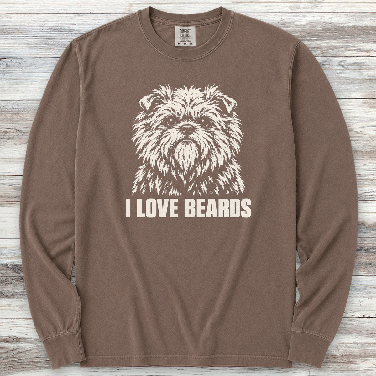 Affenpinscher I Love Beards Long Sleeve Tee - Espresso