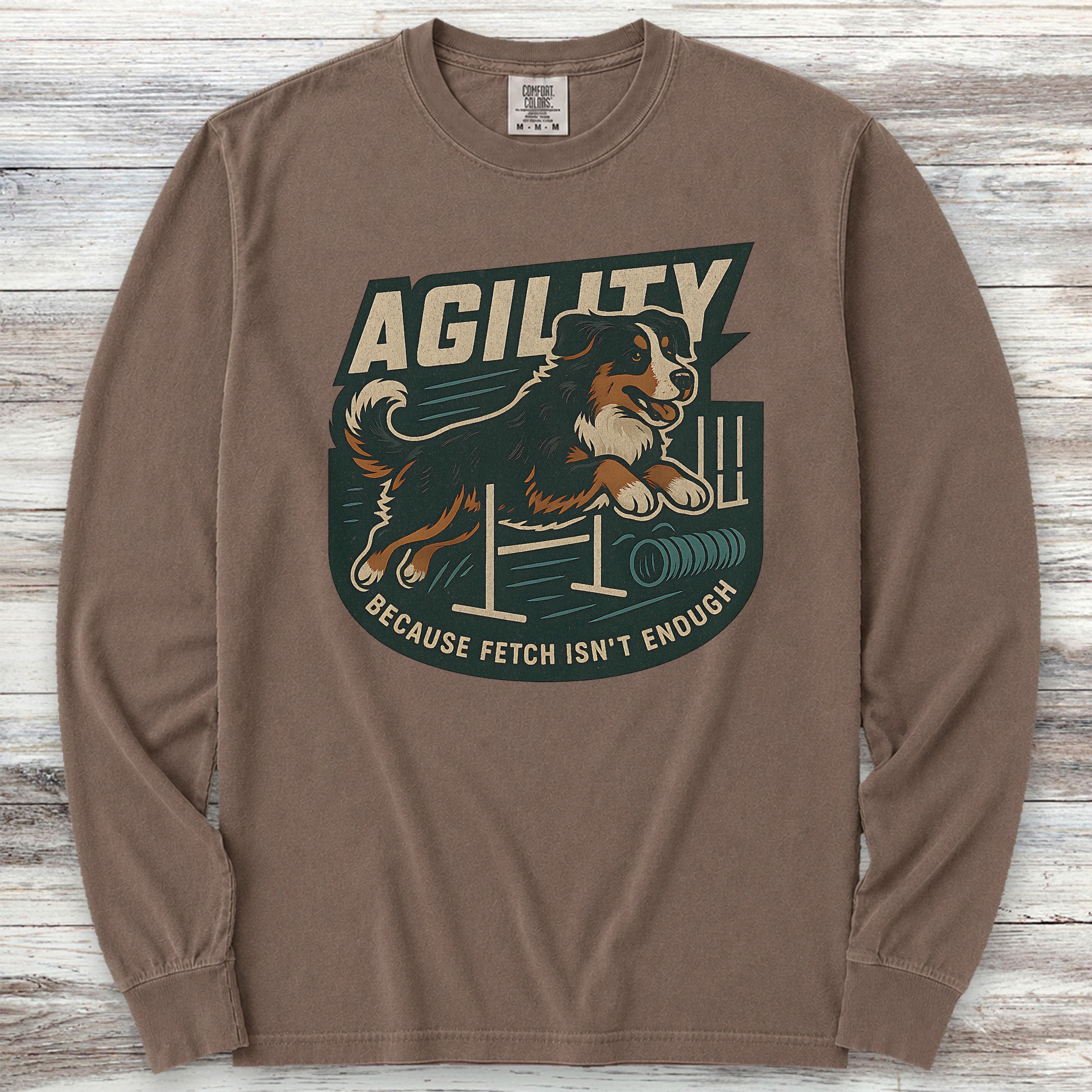 Bernese Mountain Dog Agility Long Sleeve Tee - Espresso