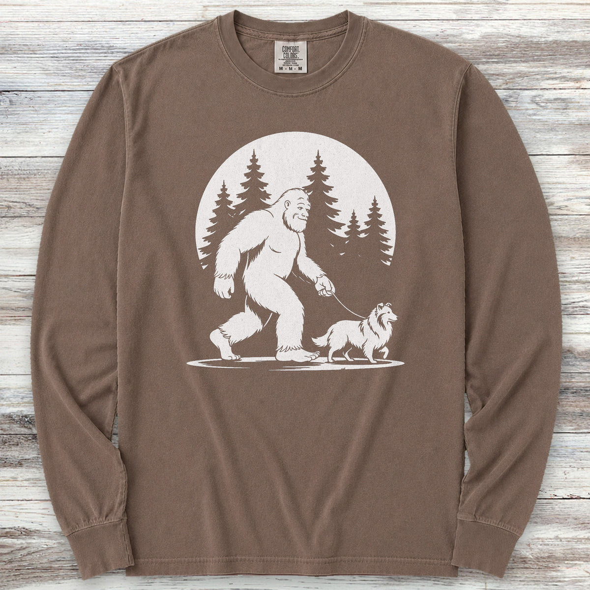 Shetland Sheepdog Bigfoot Long Sleeve Tee - Espresso