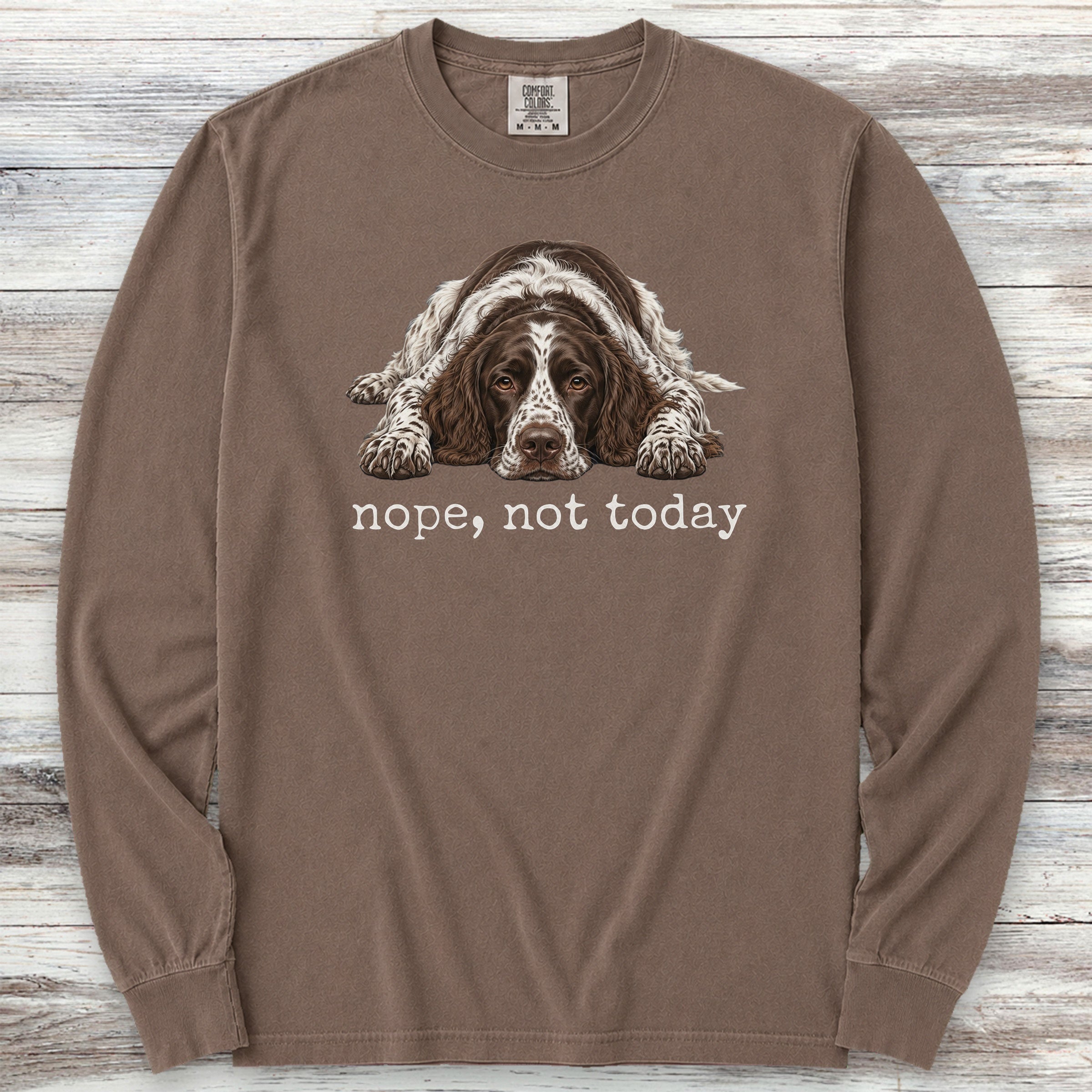 English Springer Spaniel Nope Long Sleeve Tee - Espresso