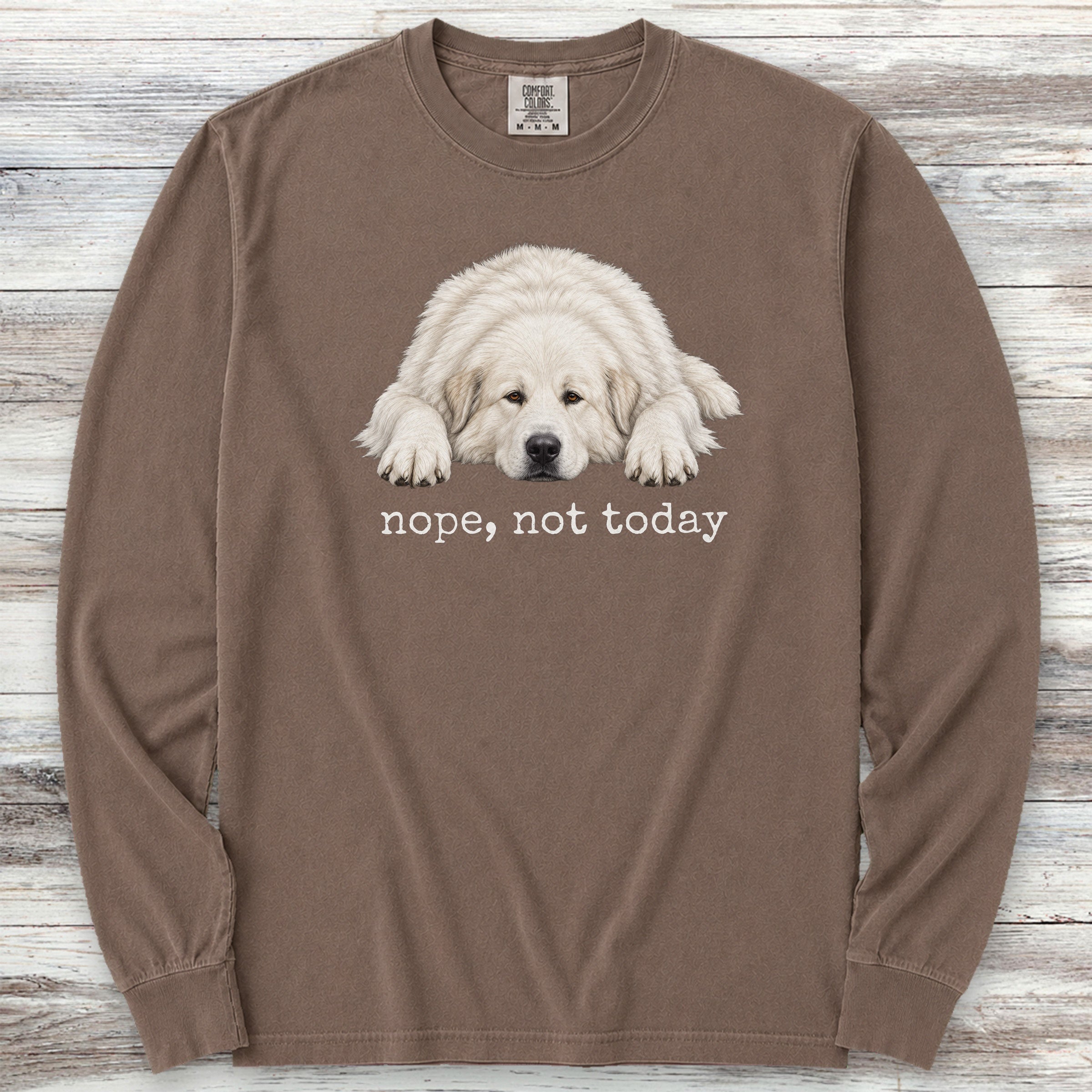 Great Pyrenees Nope Long Sleeve Tee - Espresso