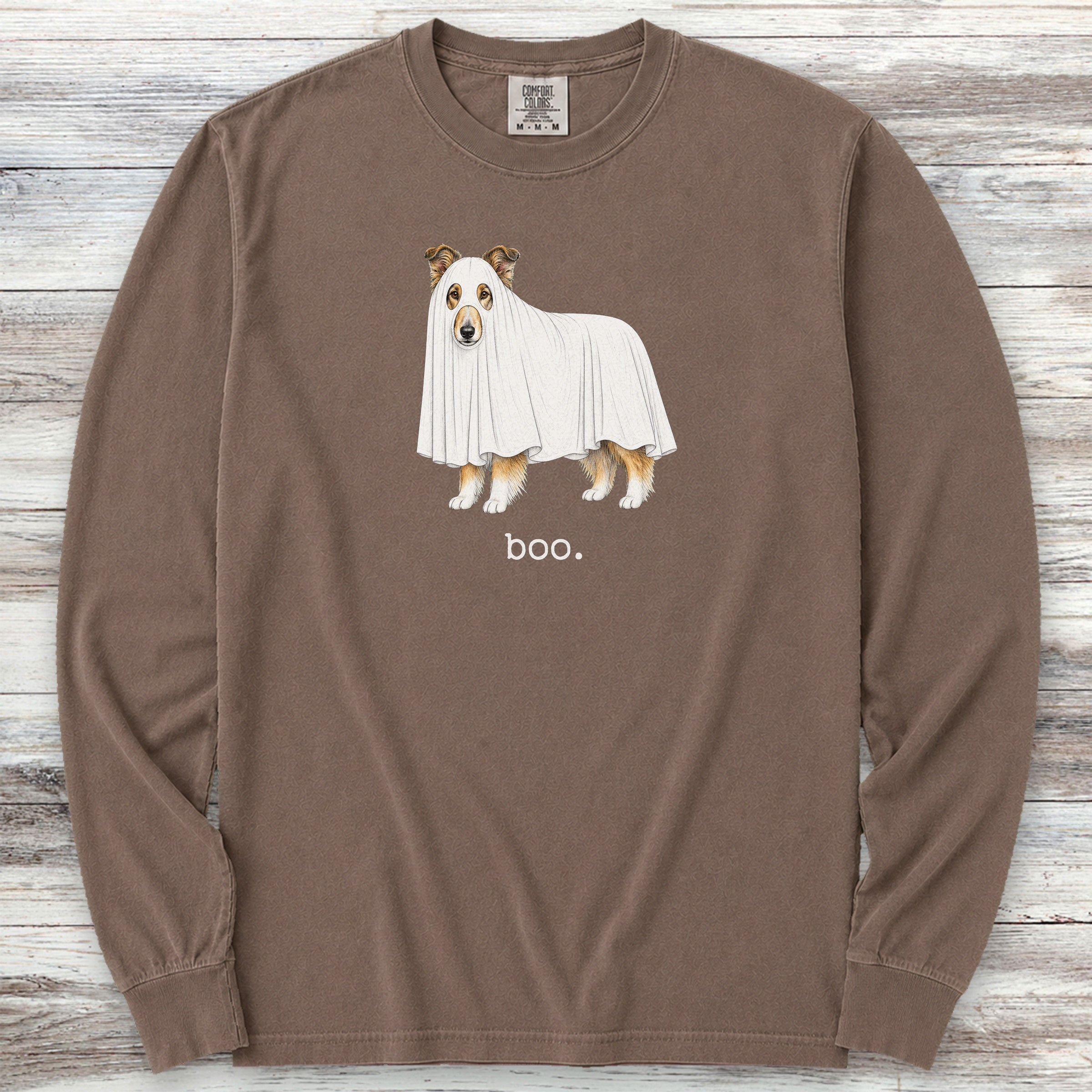 Rough Collie Boo Long Sleeve Tee - Espresso