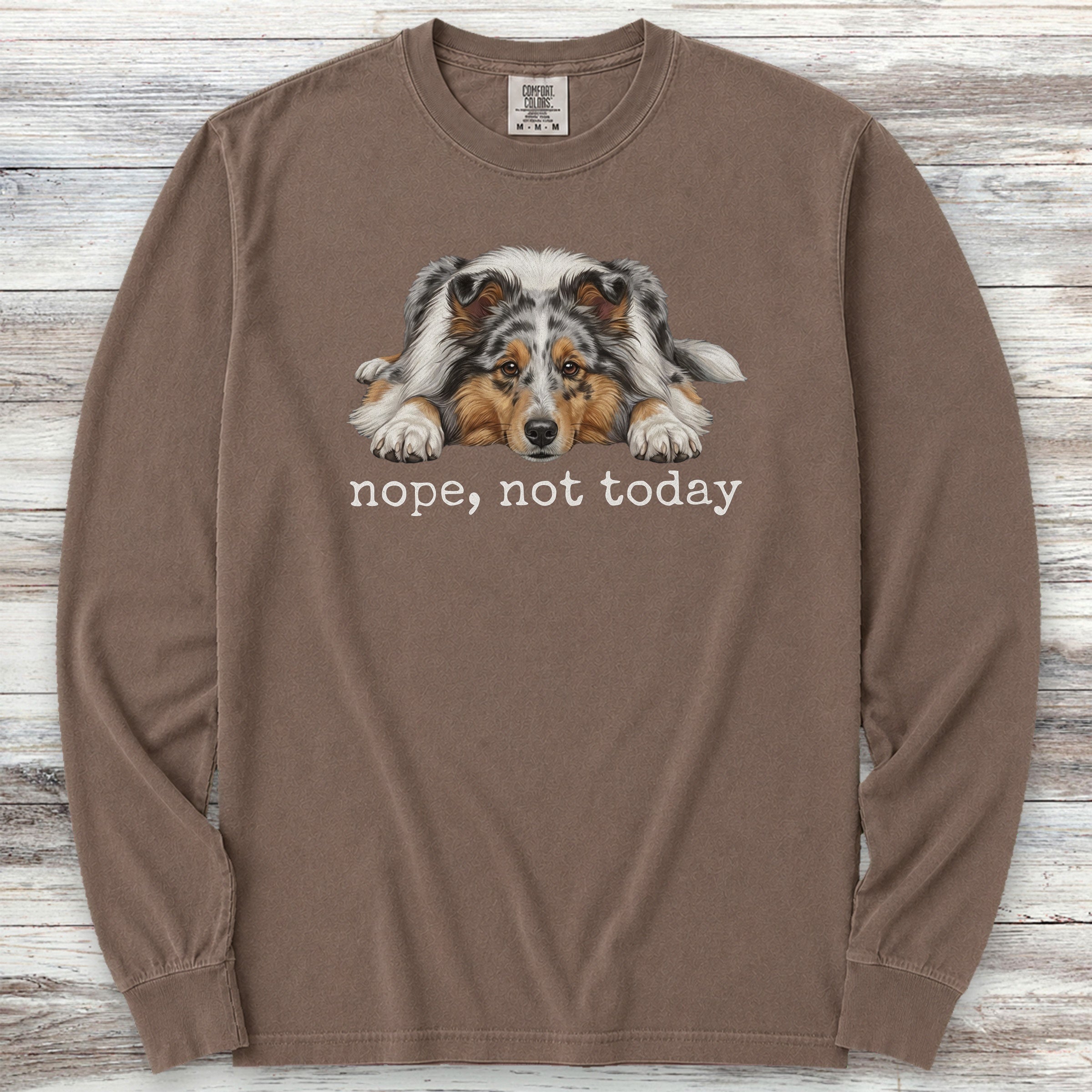 Shetland Sheepdog Blue Merle Nope Long Sleeve Tee - Espresso