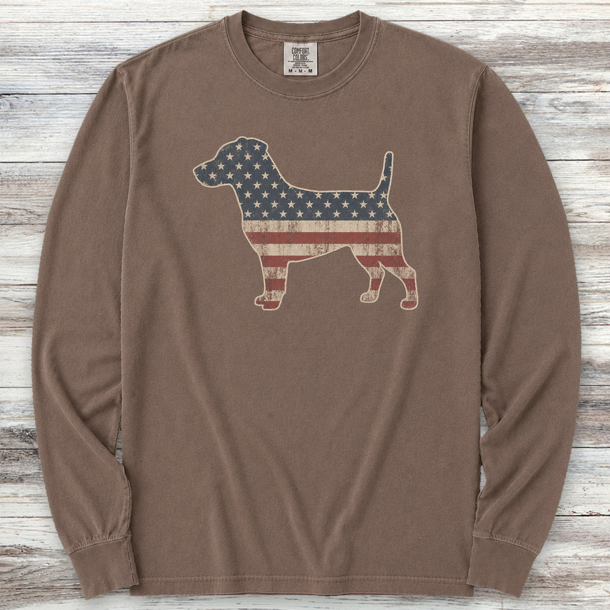 Jack Russell Vintage USA Long Sleeve Tee - Espresso