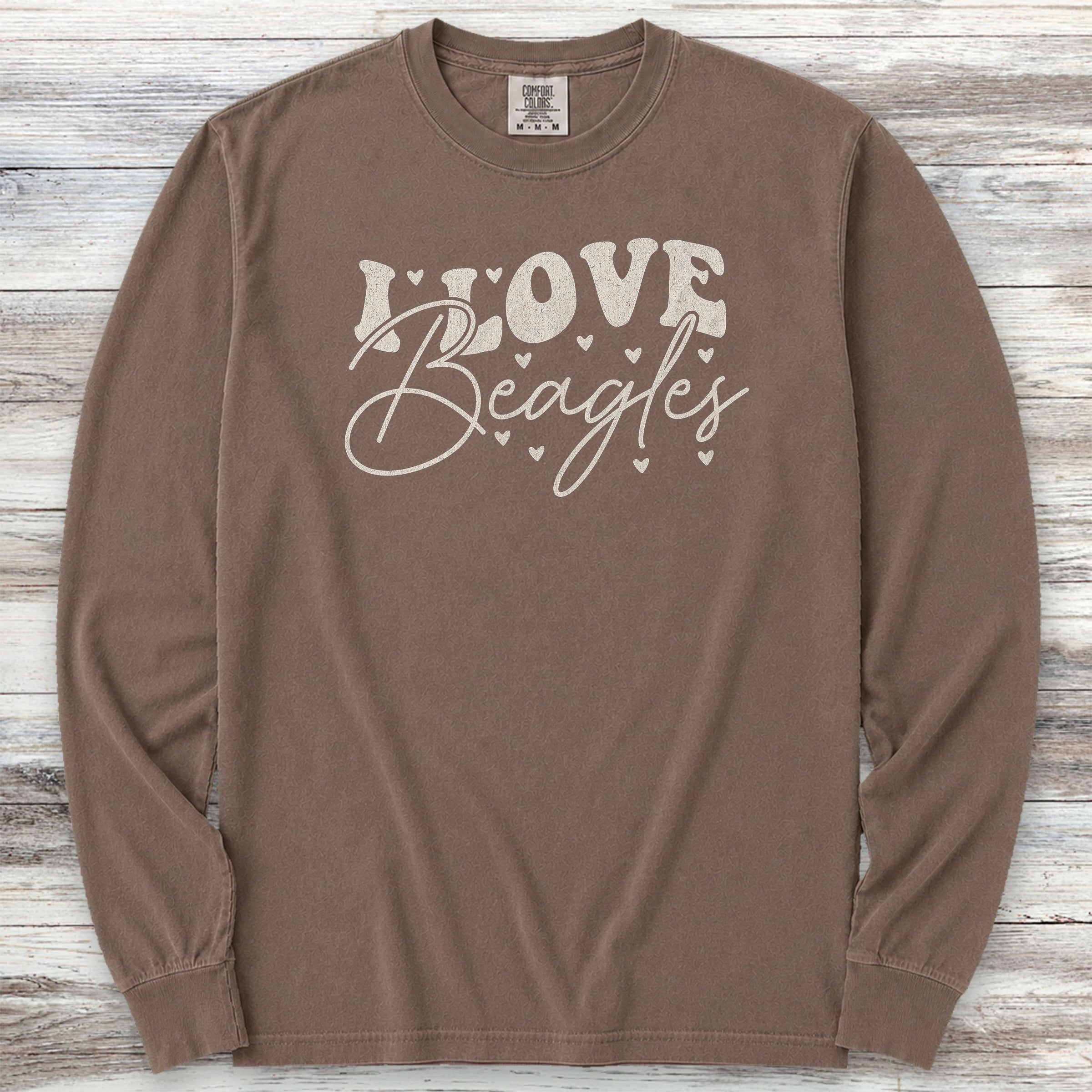 I Love Beagles Long Sleeve Tee - Espresso