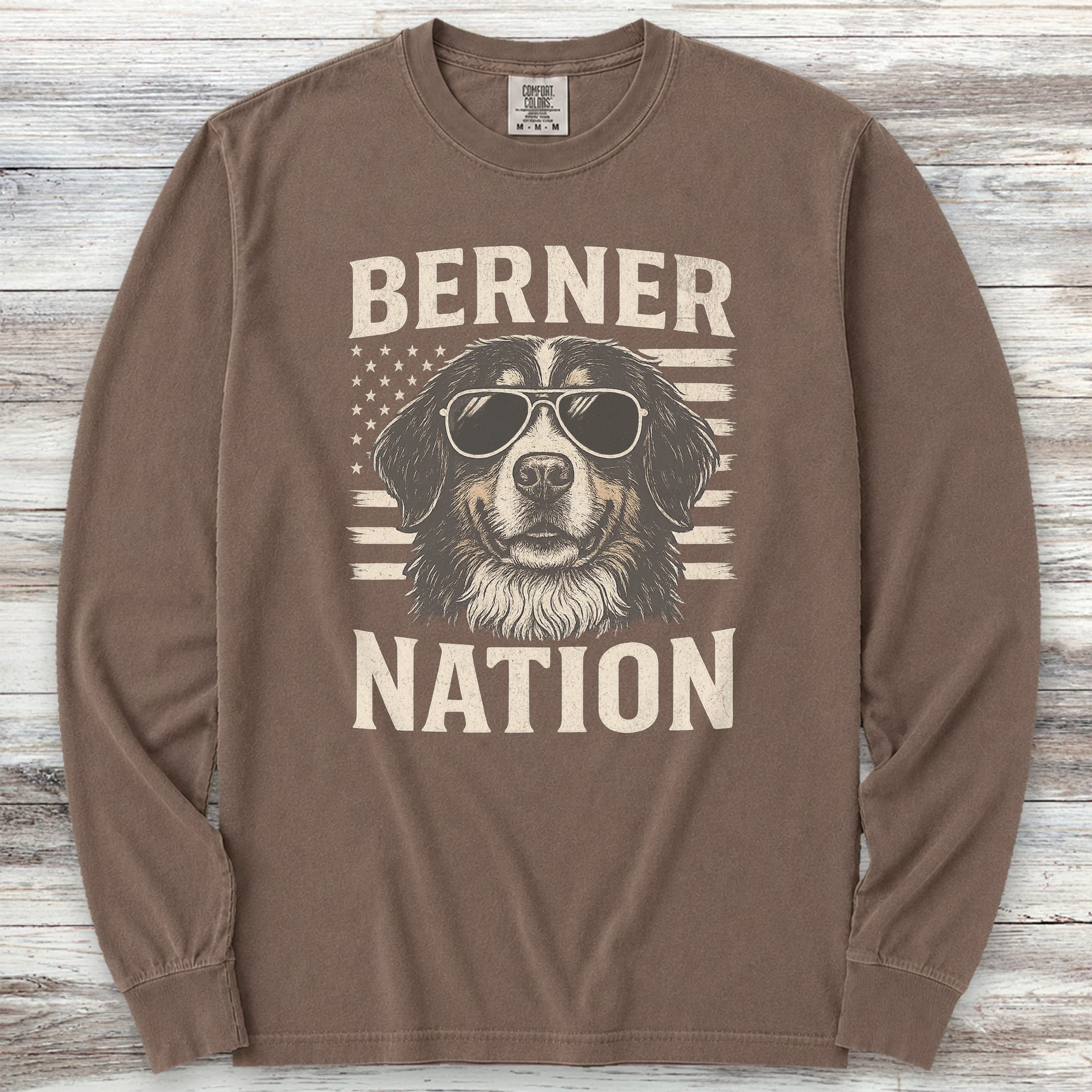 Bernese Mountain Dog Nation Long Sleeve Tee - Espresso