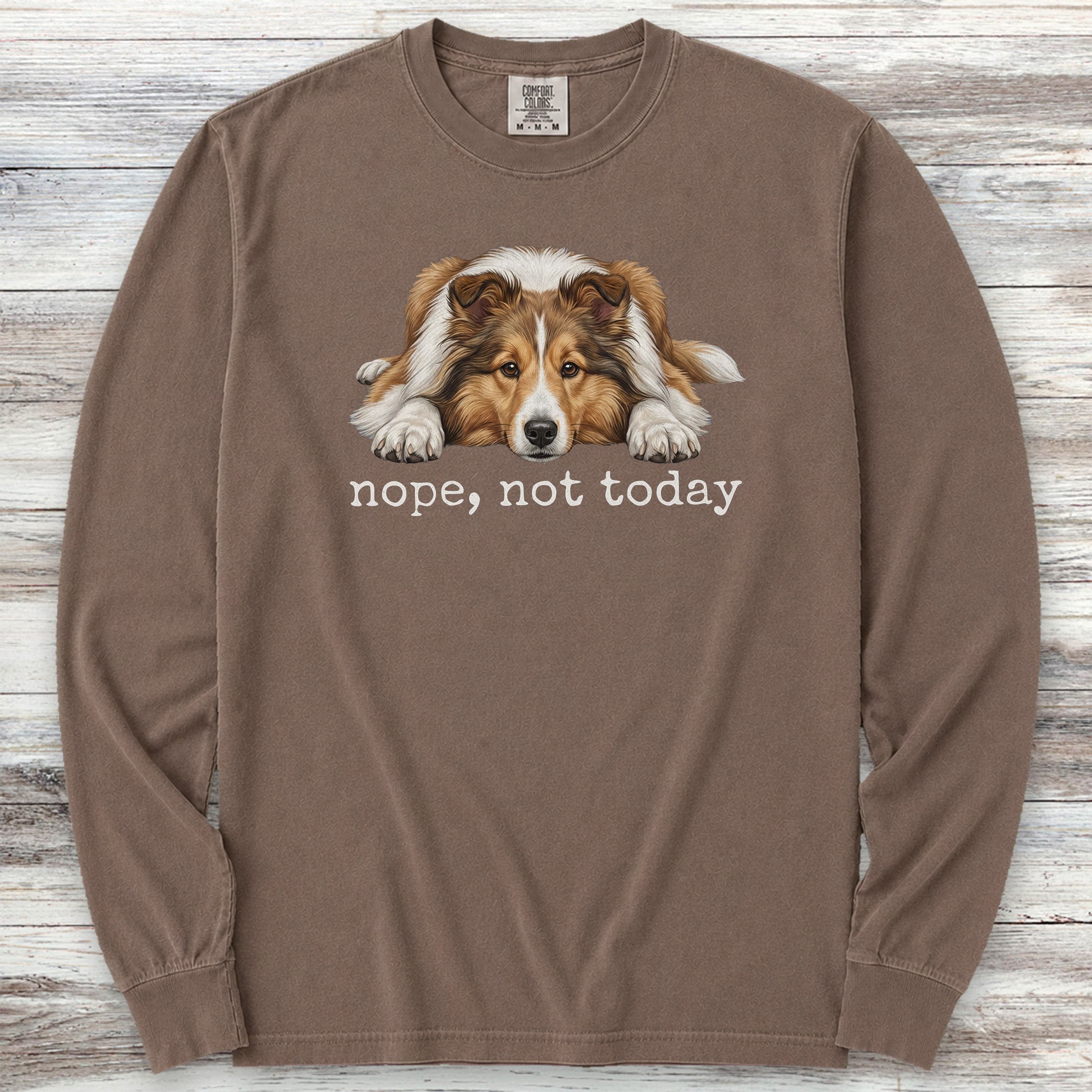 Shetland Sheepdog Nope Long Sleeve Tee - Espresso