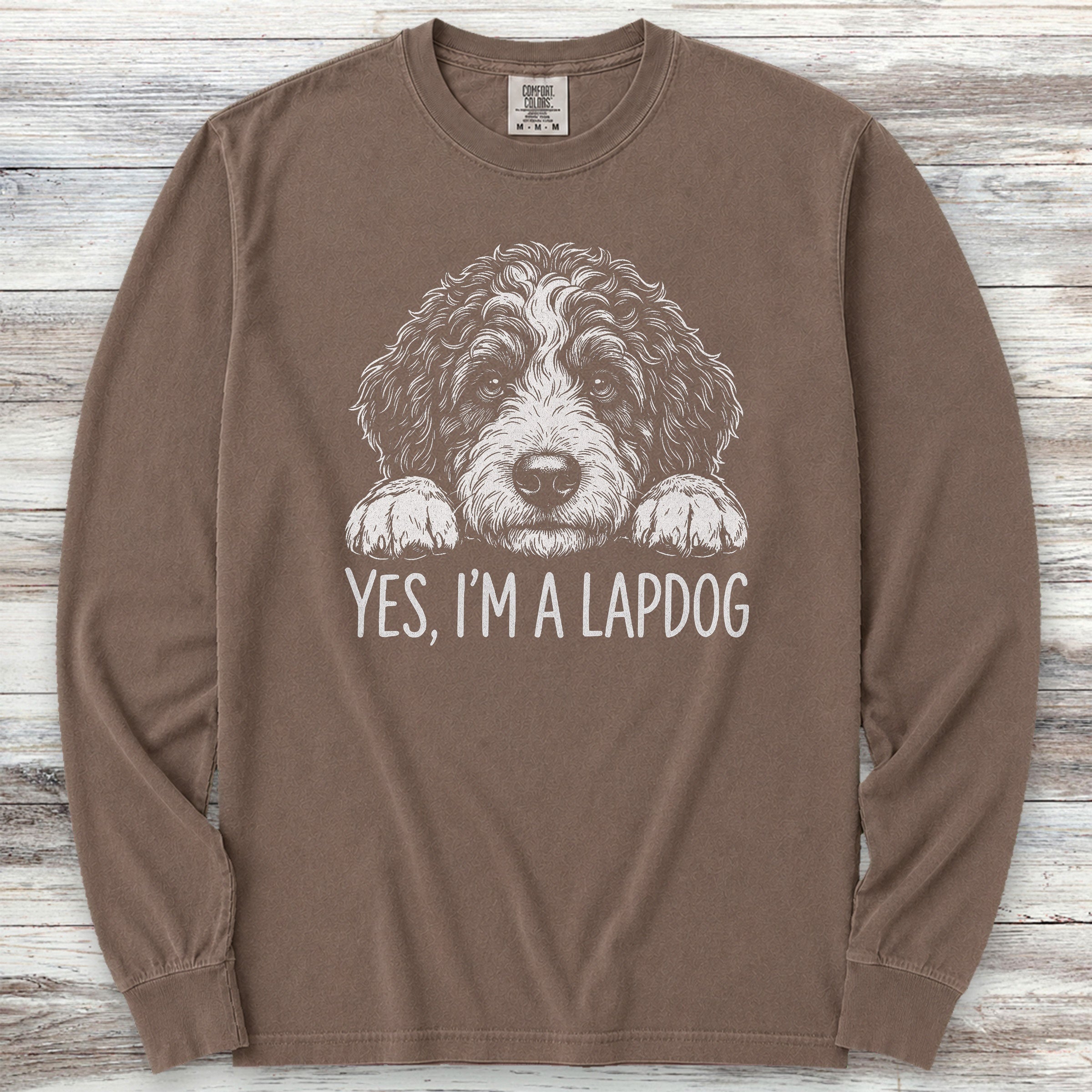 Bernedoodle Lapdog Long Sleeve Tee - Espresso