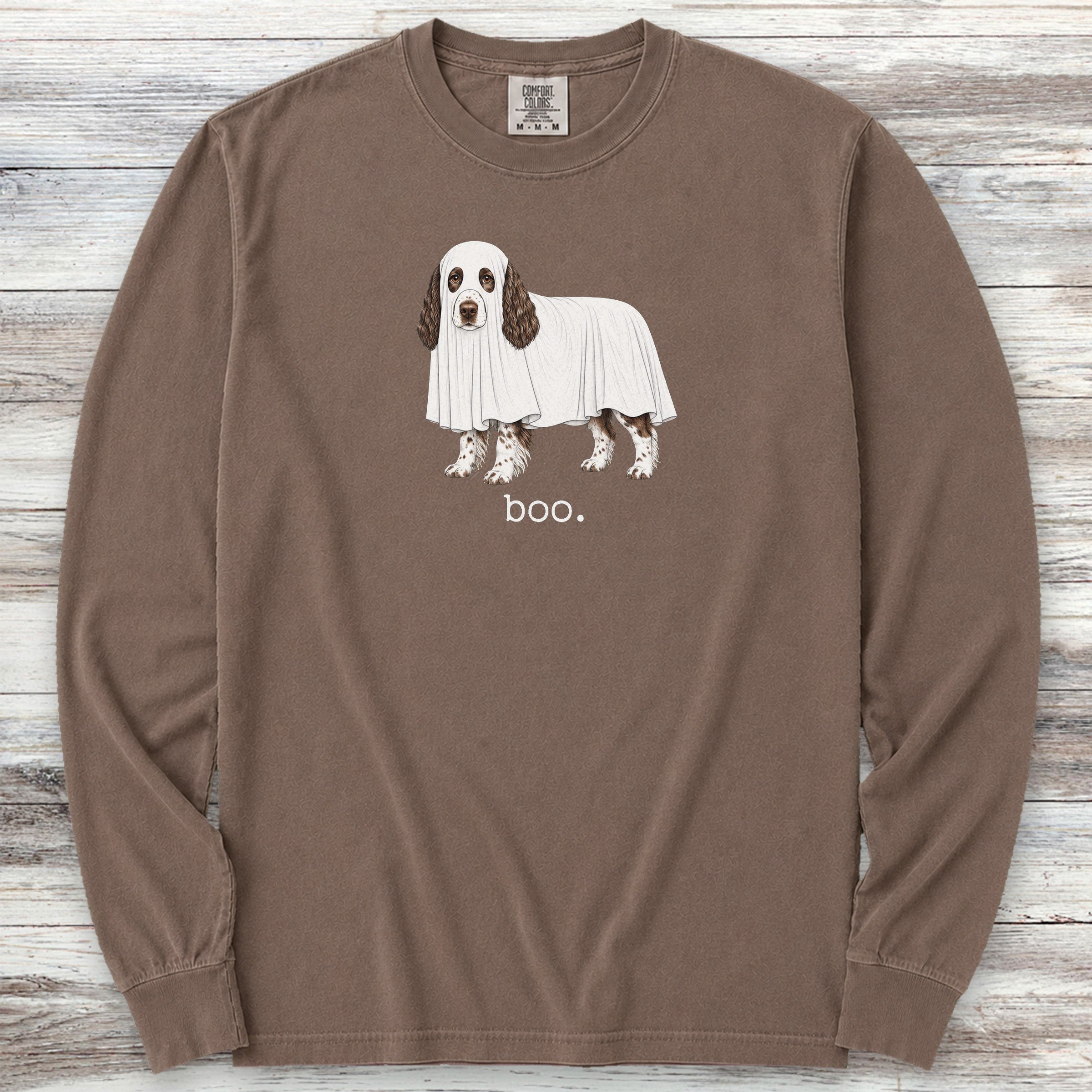English Springer Spaniel Boo Long Sleeve Tee - Espresso