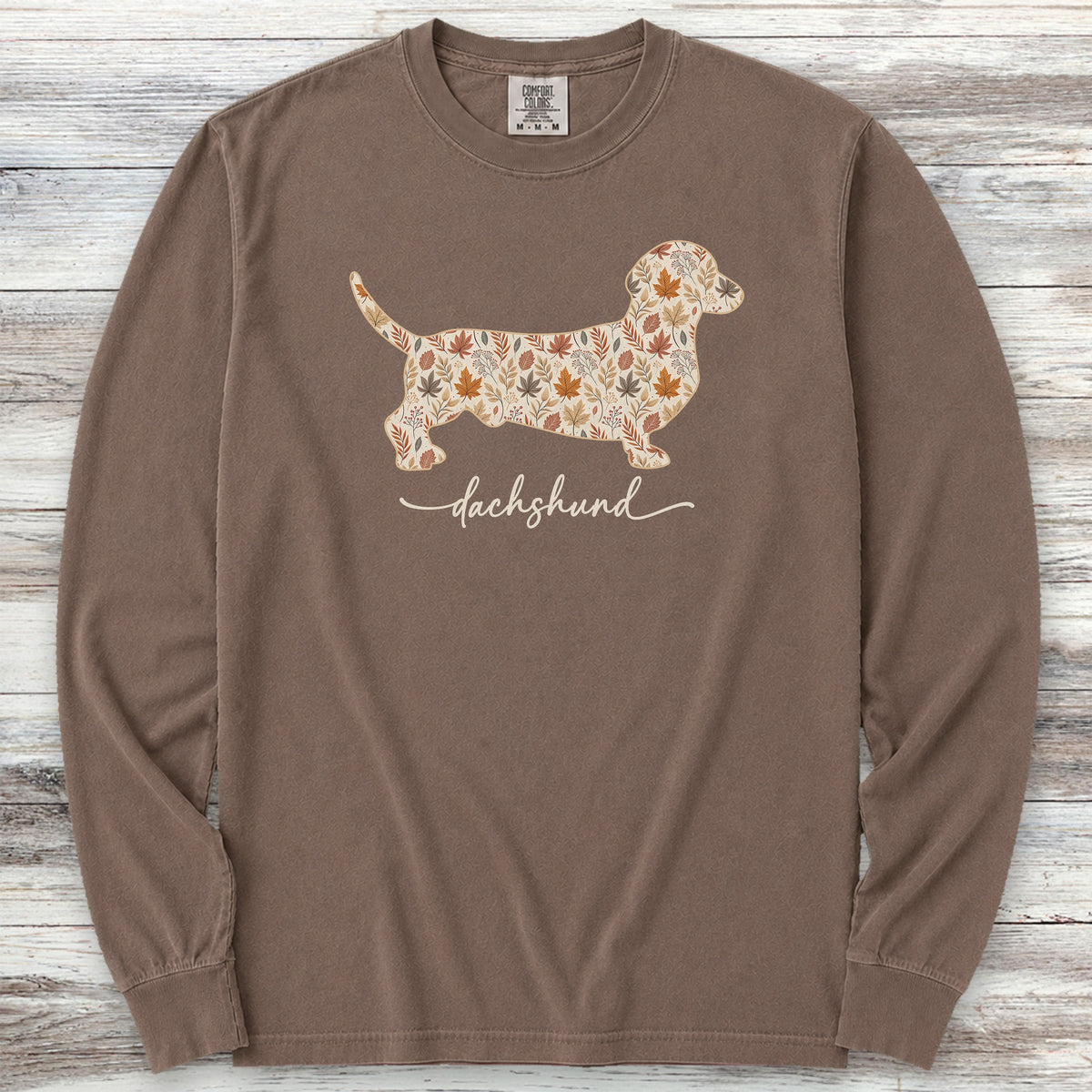 Dachshund Fall Long Sleeve Tee - Espresso