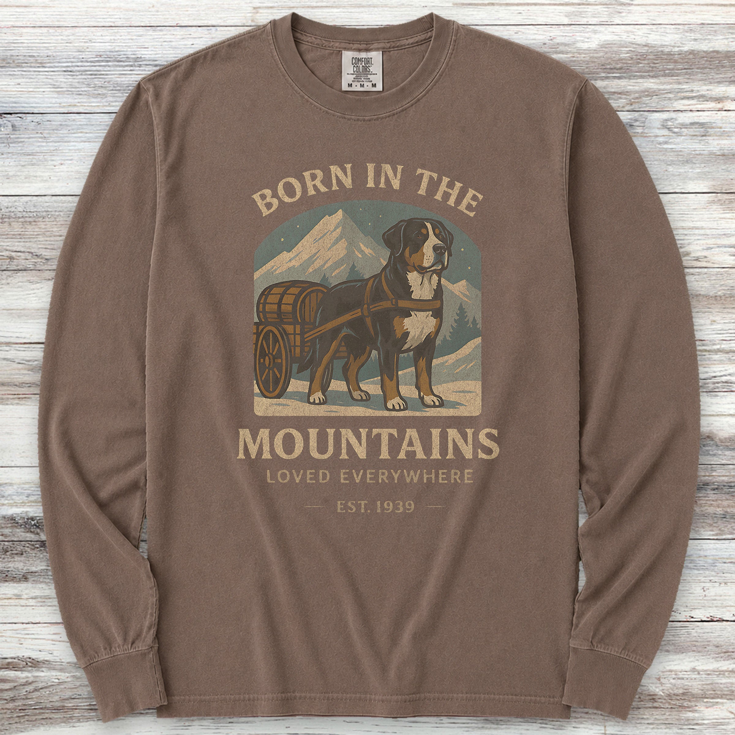 Swiss Mountain Dog Born Long Sleeve Tee - Espresso