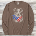 Australian Shepherd Merle Patriot Long Sleeve Tee - Espresso