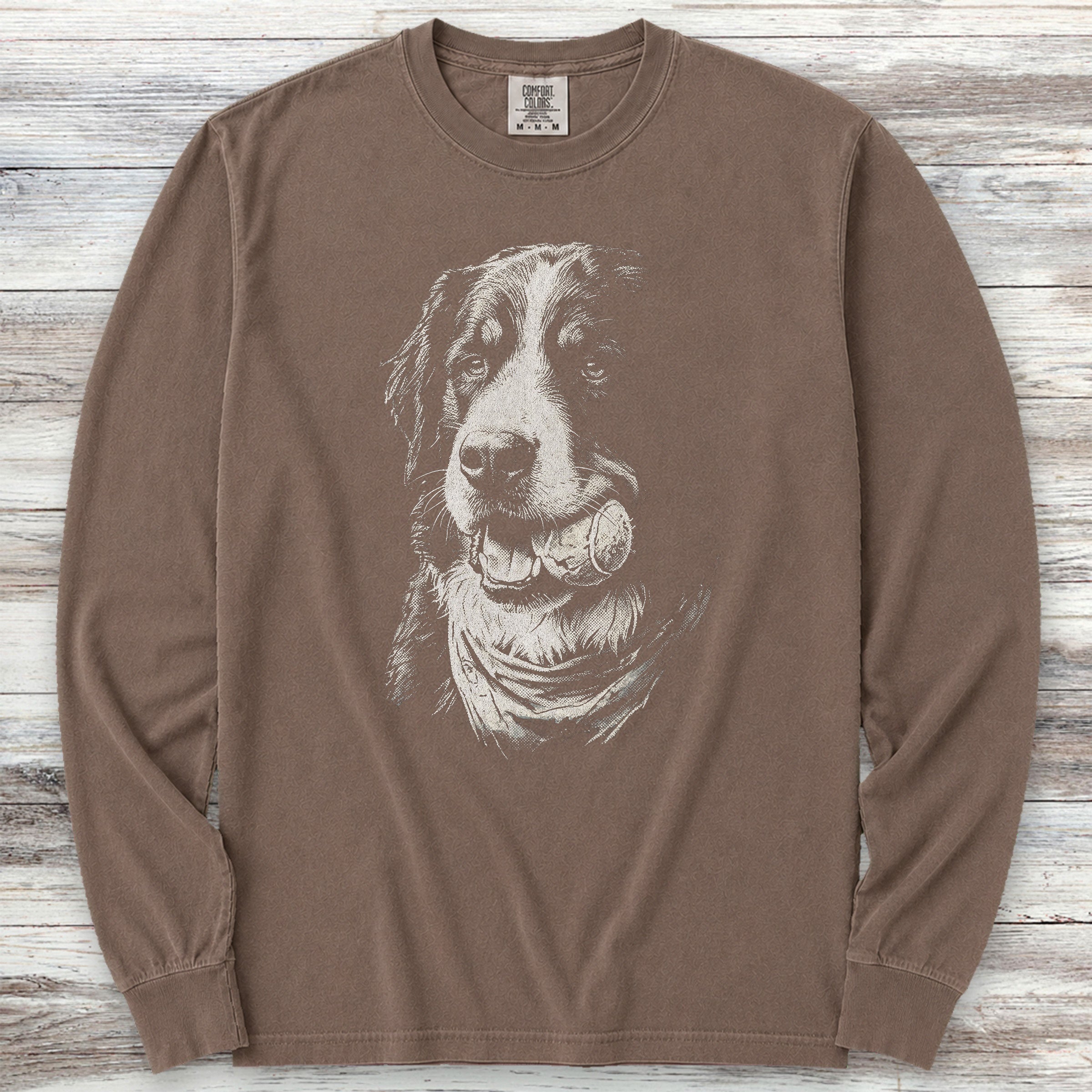 Bernese Mountain Dog Play Ball Long Sleeve Tee - Espresso