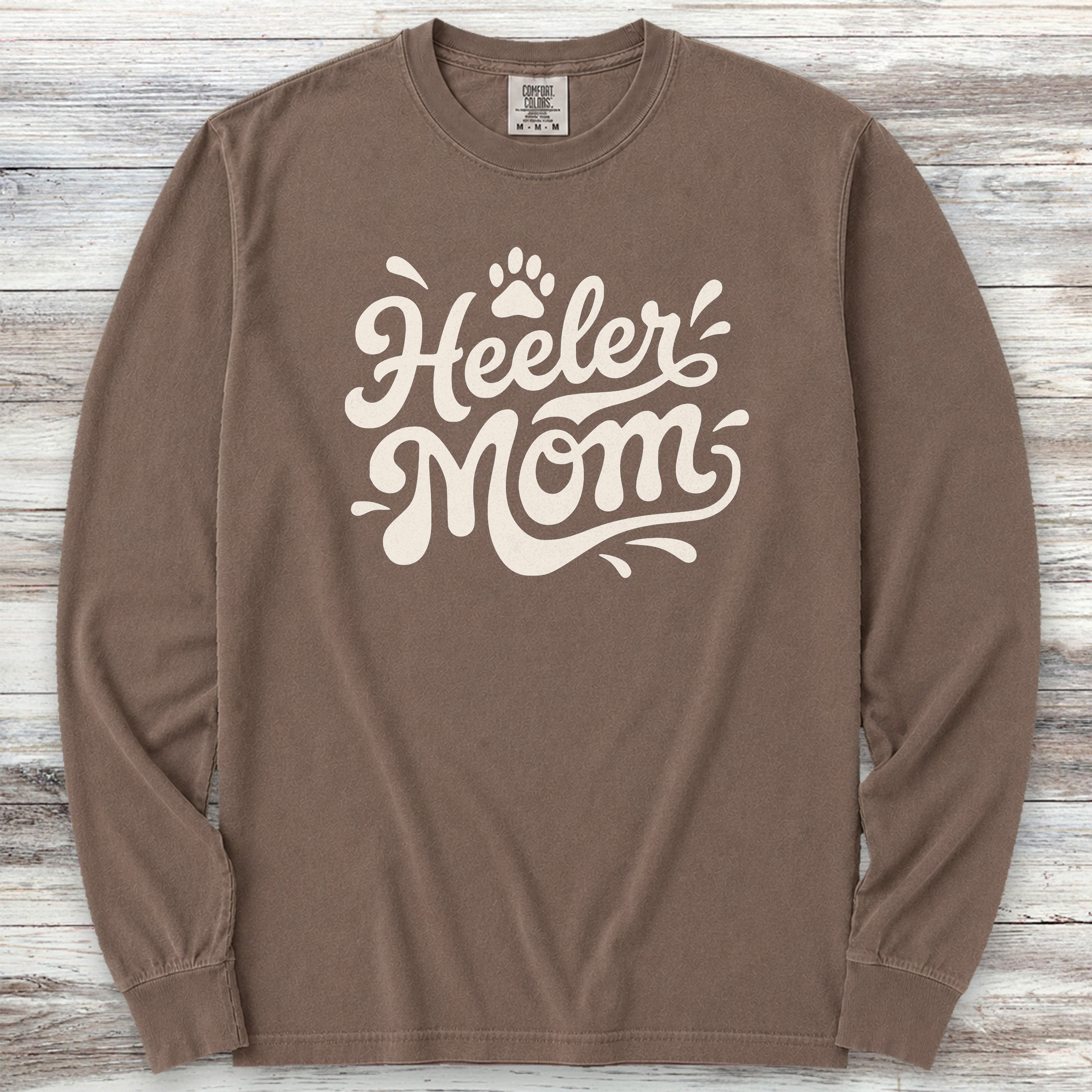Australian Cattle Dog Groovy Mom Long Sleeve Tee - Espresso