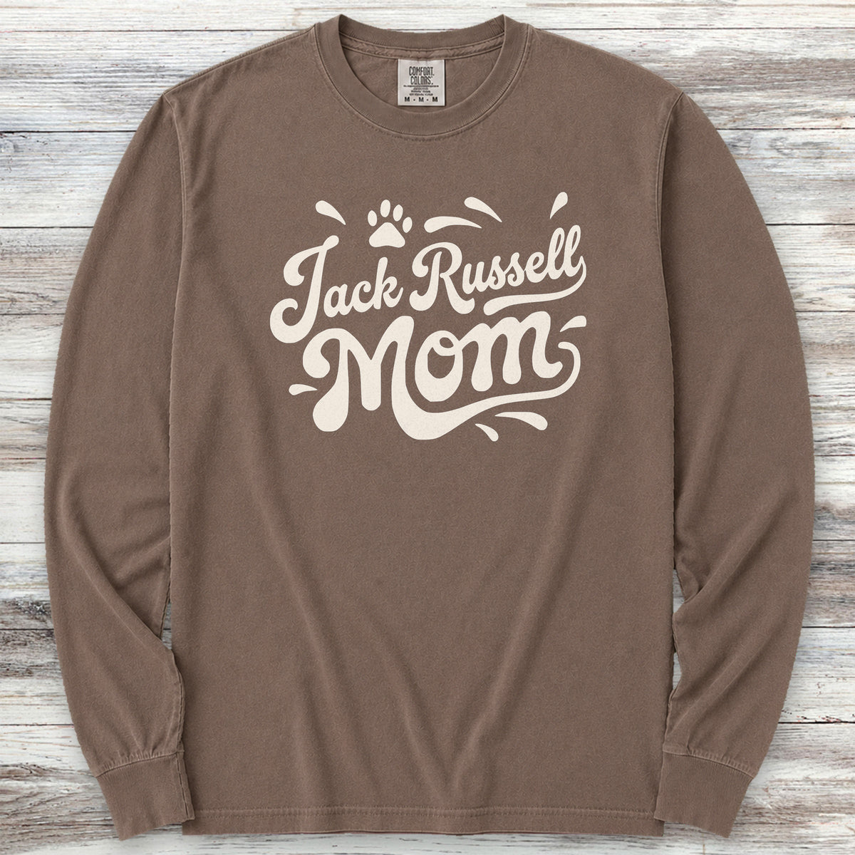 Jack Russell Groovy Mom Long Sleeve Tee - Espresso