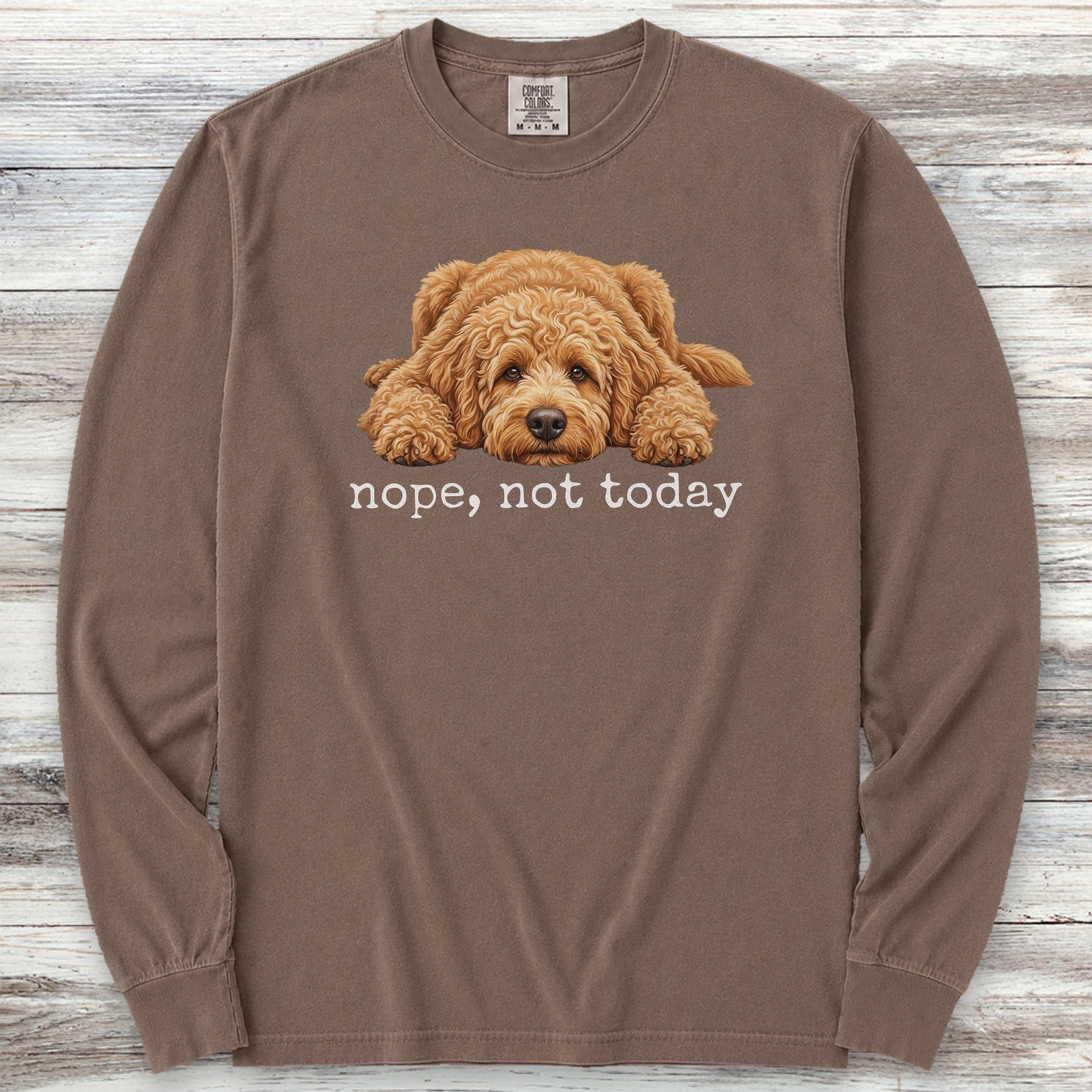 Goldendoodle Nope Long Sleeve Tee - Espresso