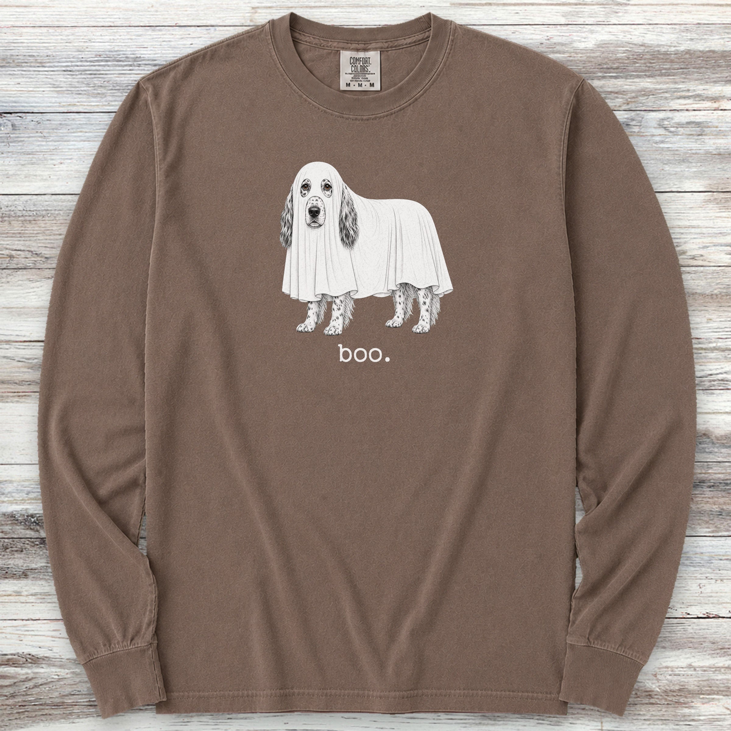 English Setter Boo Long Sleeve Tee - Espresso