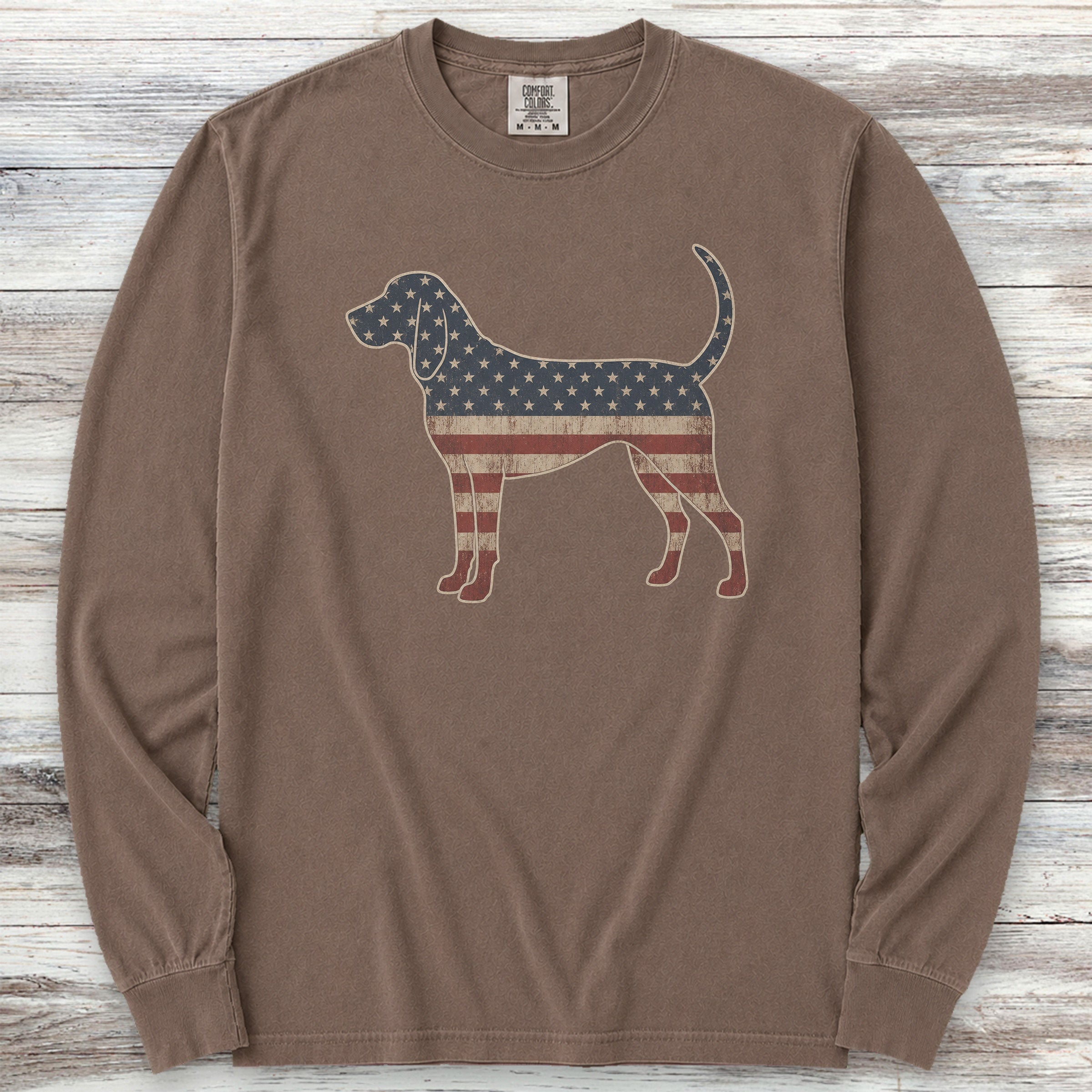Coonhound Vintage USA Long Sleeve Tee - Espresso