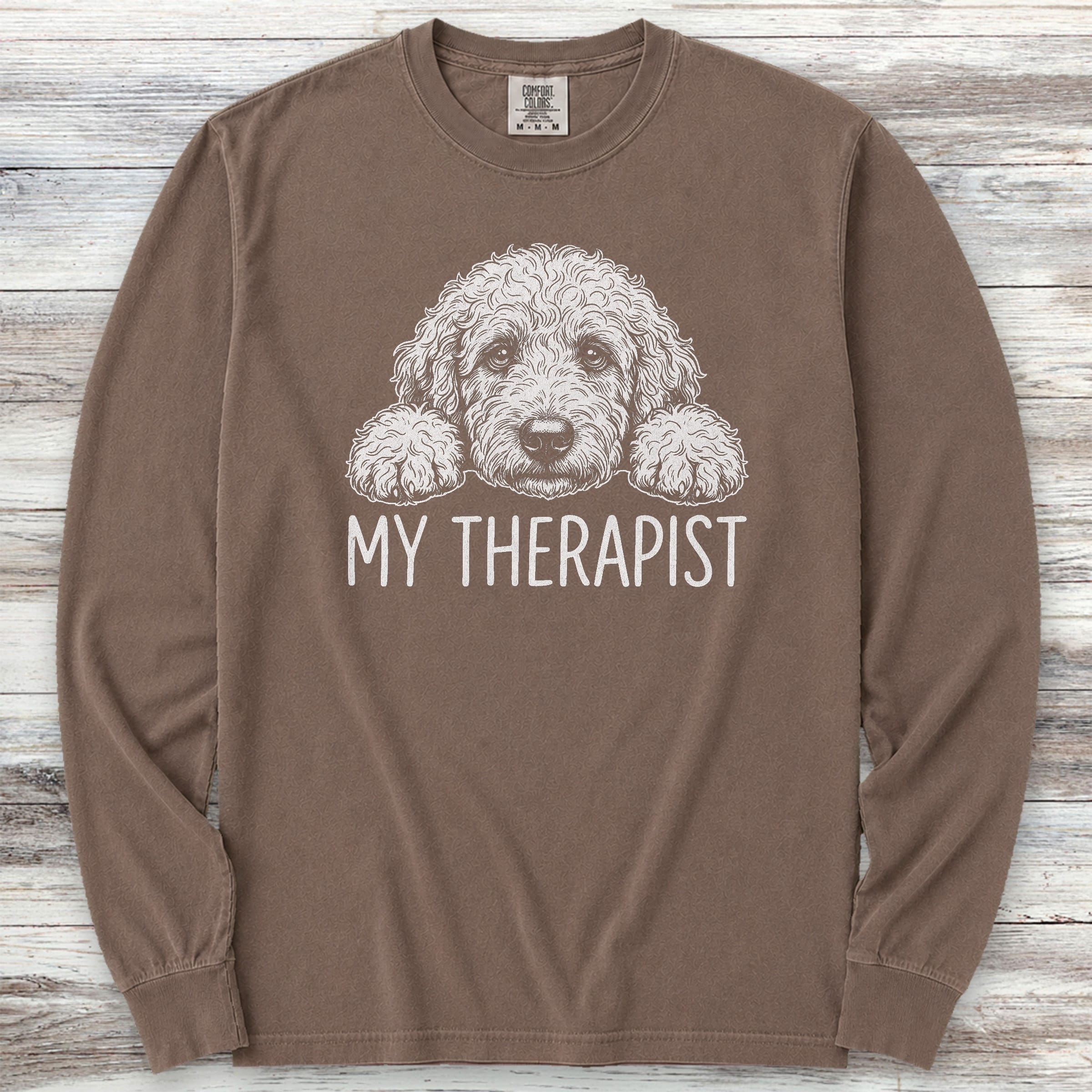 Doodle Therapist Long Sleeve Tee - Espresso