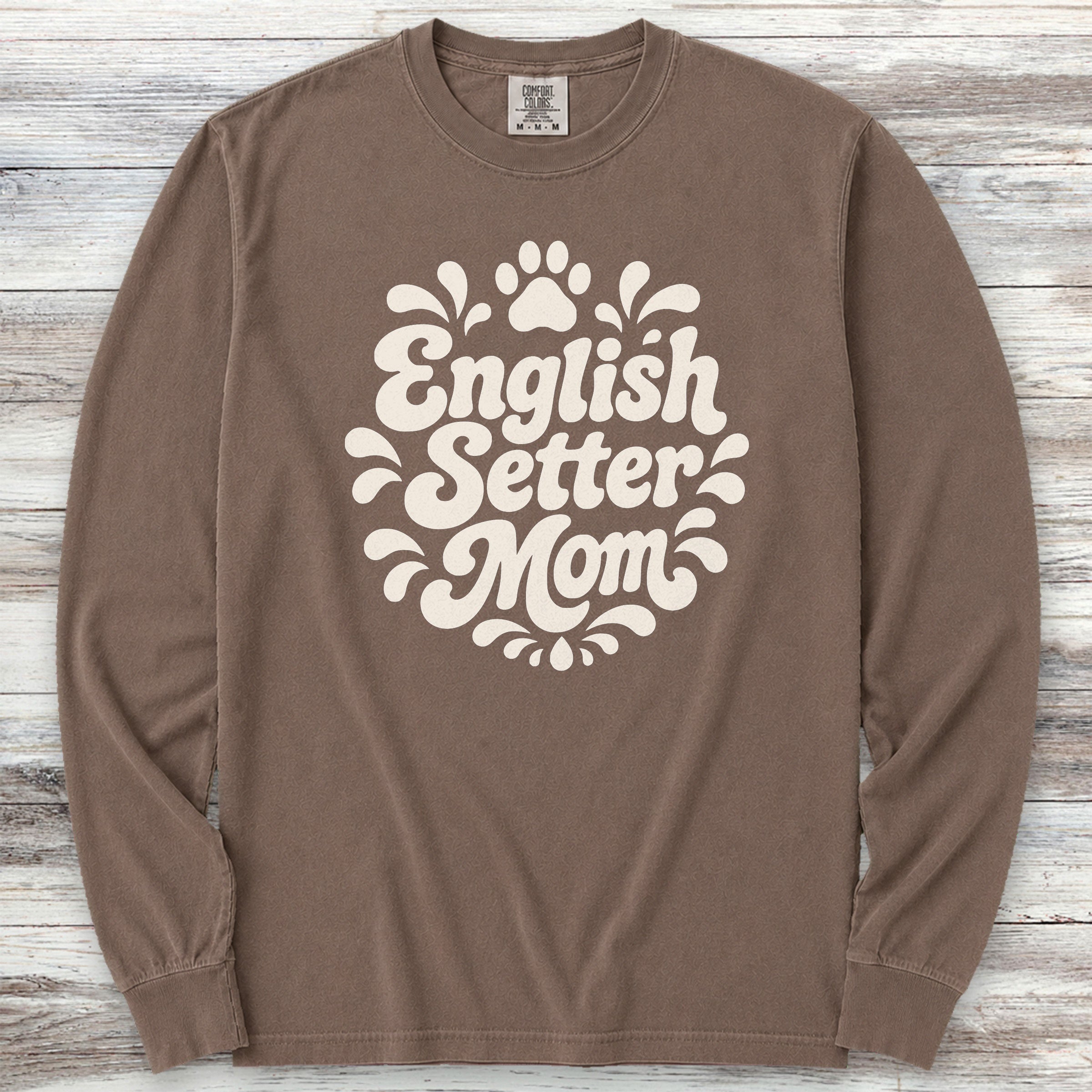 English Setter Groovy Mom Long Sleeve Tee - Espresso