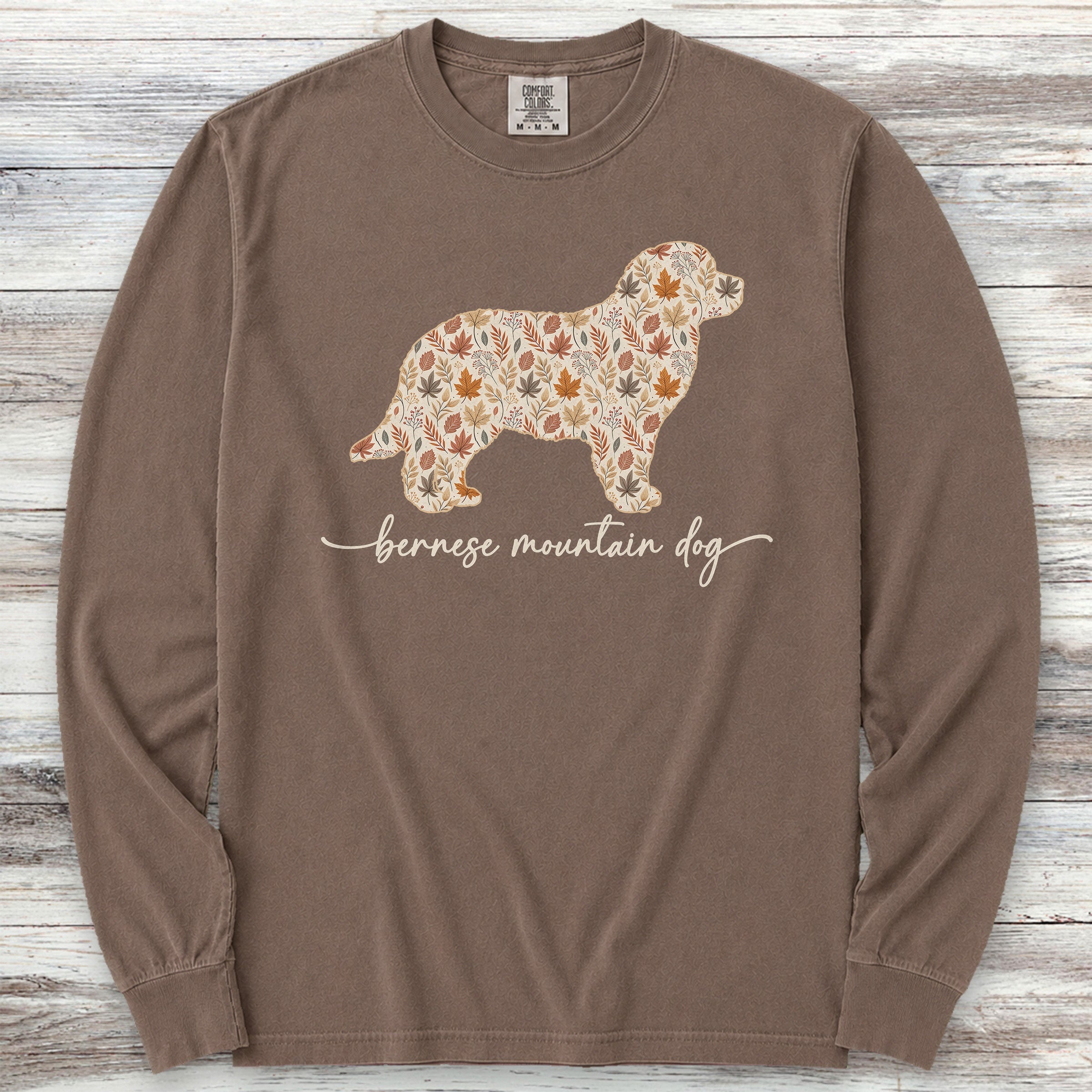 Bernese Mountain Dog Fall Long Sleeve Tee - Espresso
