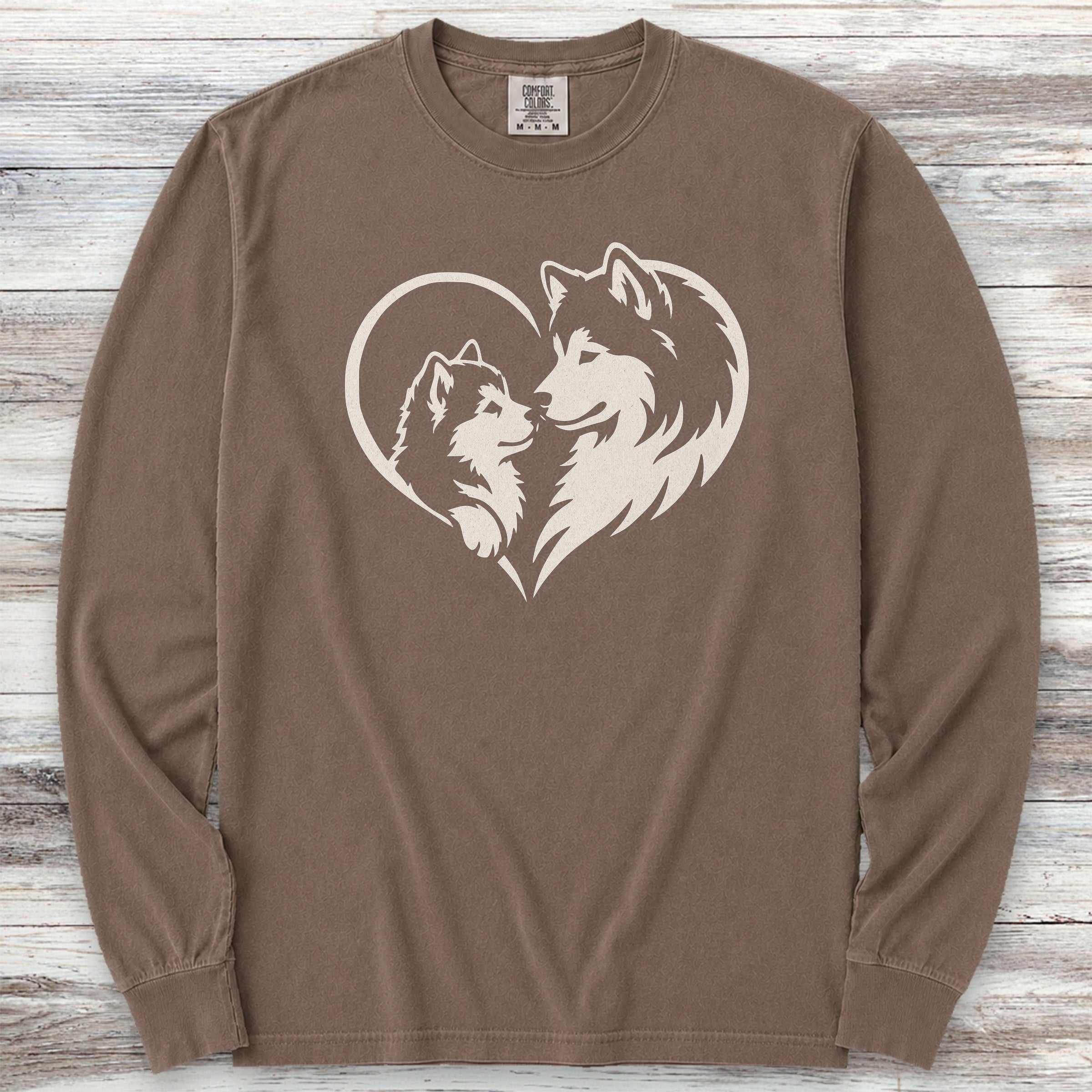 Alaskan Malamute Heart Bond Long Sleeve Tee - Espresso