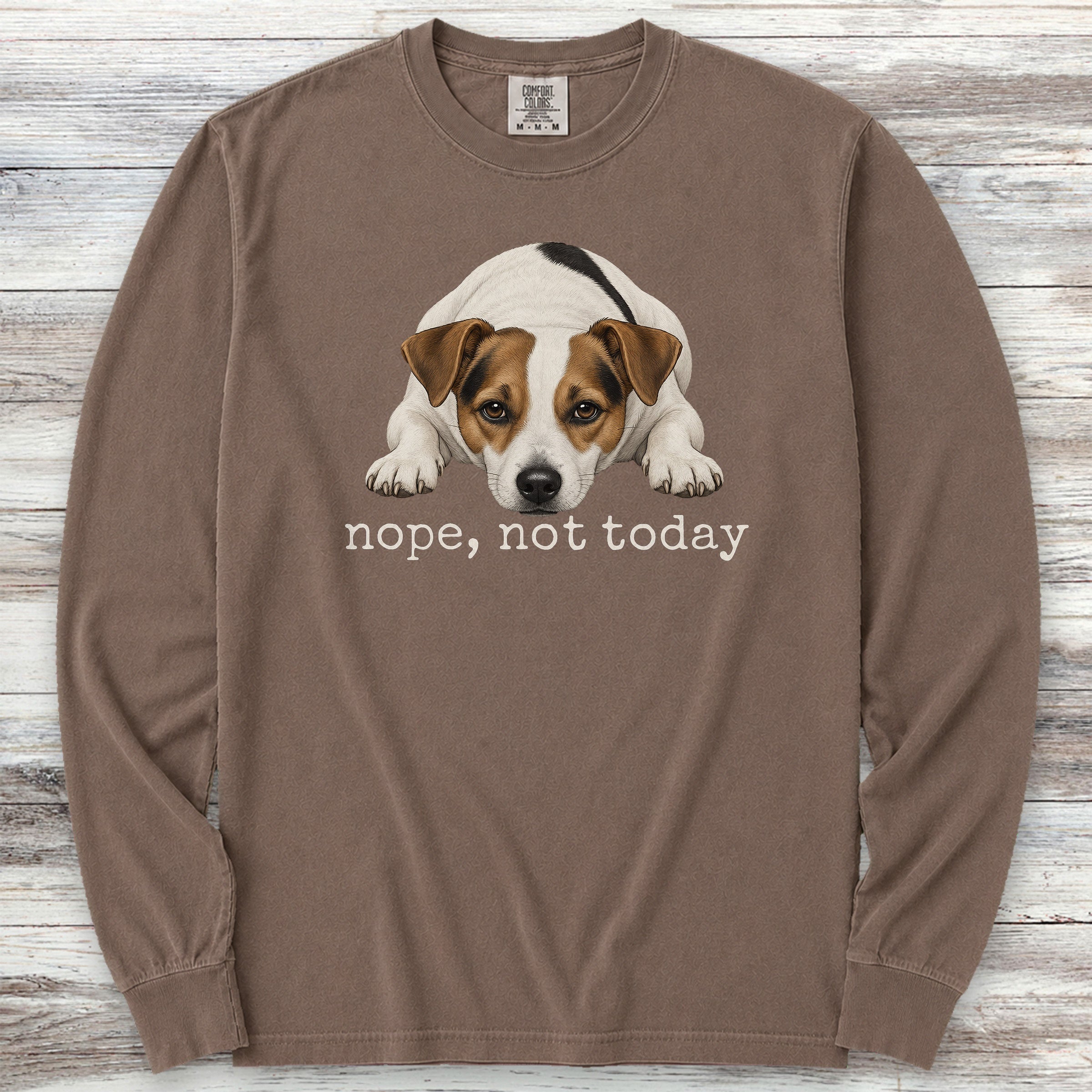 Jack Russell Nope Long Sleeve Tee - Espresso