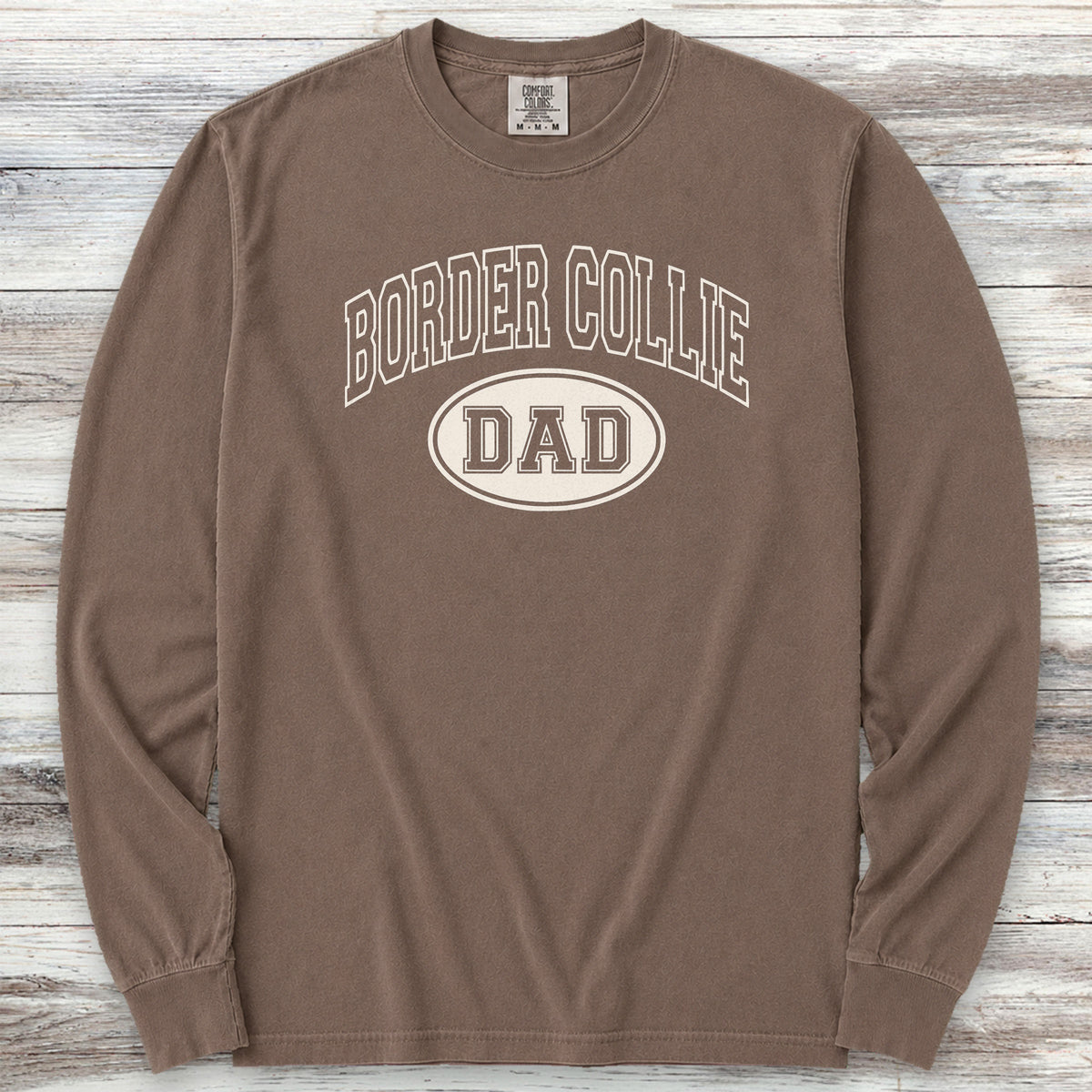 Border Collie Dad Long Sleeve Tee - Espresso