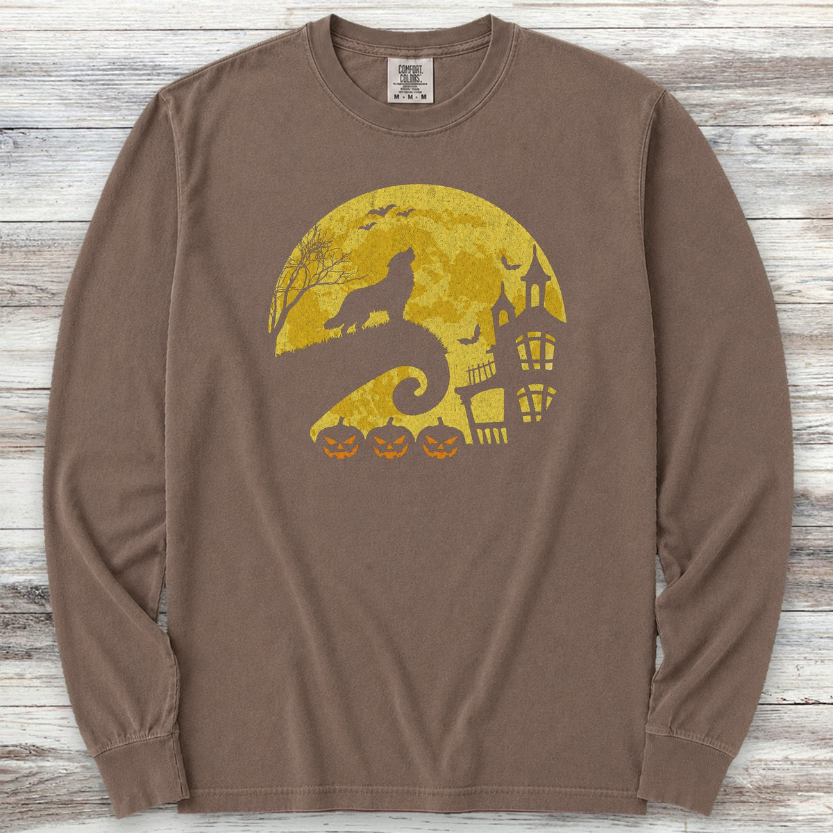 Australian Mountain Dog Halloween Moon Long Sleeve Tee - Espresso