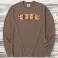Schnauzer Fall Faux Patchwork Long Sleeve Tee - Espresso
