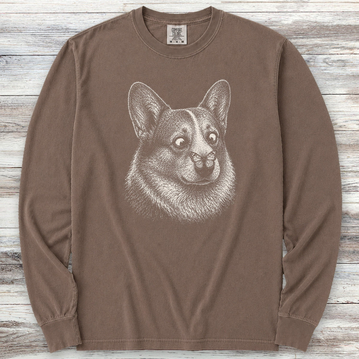 Corgi Butterfly Long Sleeve Tee - Espresso