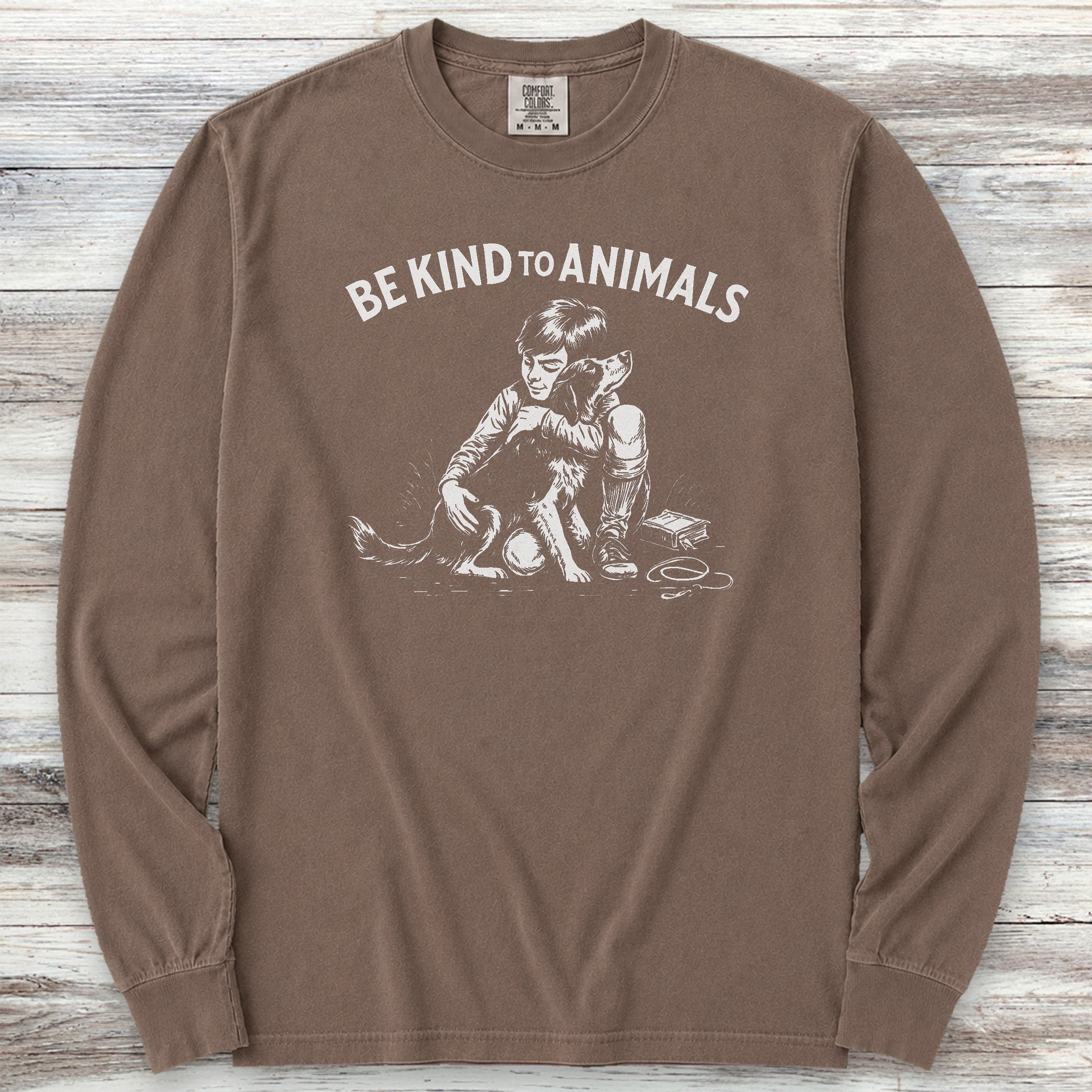 Be Kind to Animals Long Sleeve Tee - Espresso