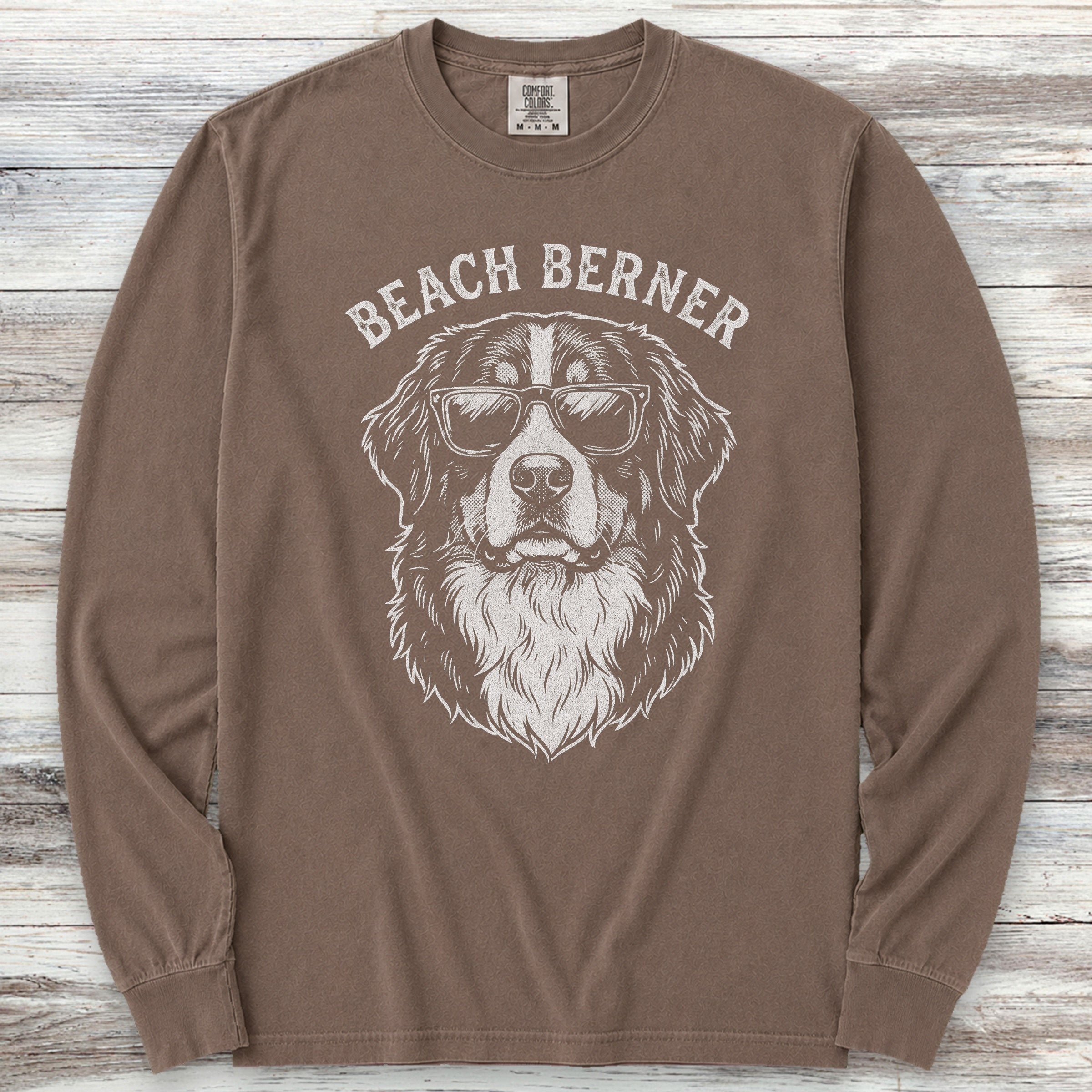 Bernese Mountain Dog Beach Berner Long Sleeve Tee - Espresso